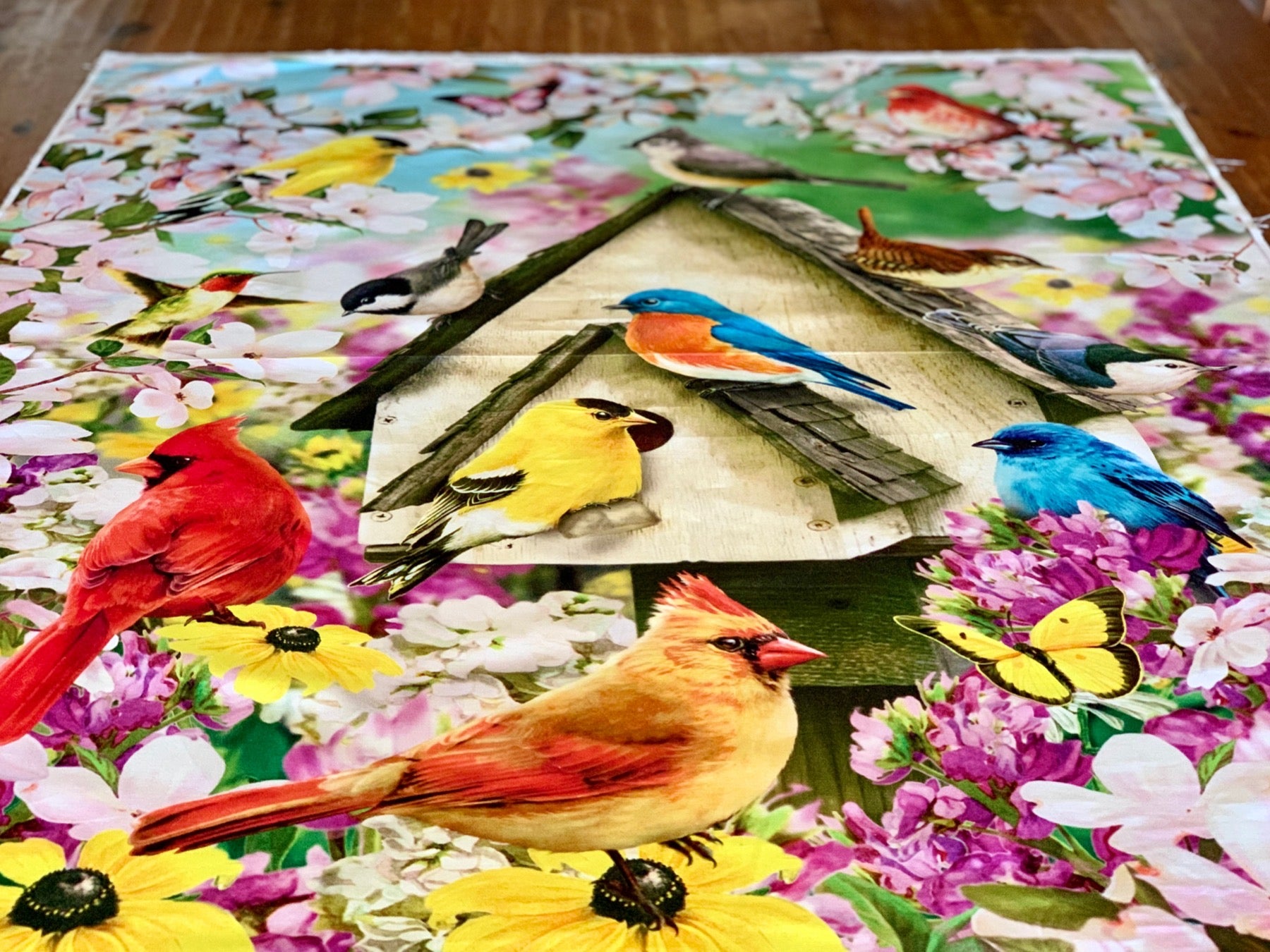 David Textiles Birds for all Seasons - Birds in the Orchard Panel and Fabric by the Yard - Fall Fabric