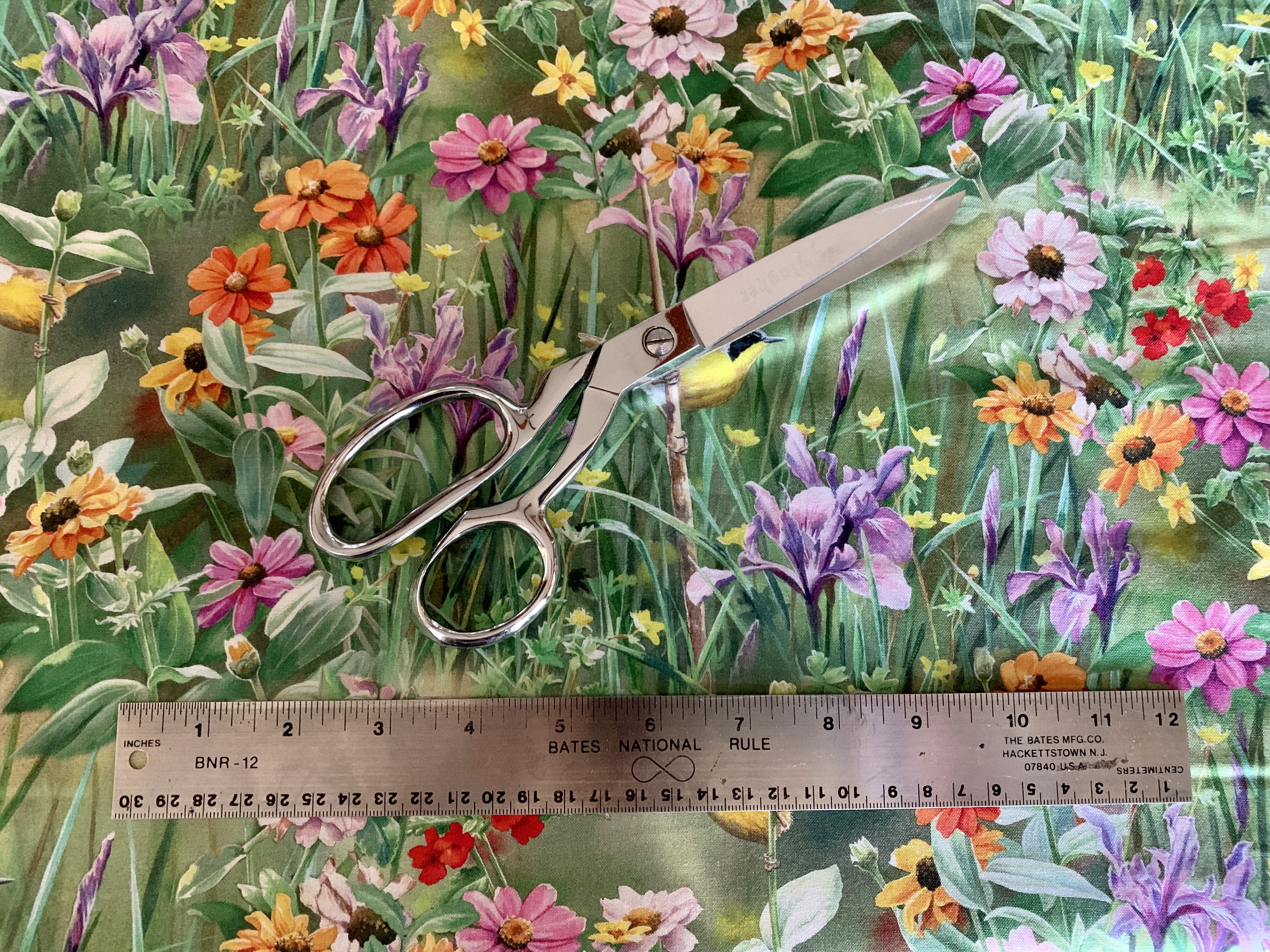 David Textiles Birds for all Seasons - Yellowthroat in the Garden Panel and Fabric by the Yard - Fall Fabric