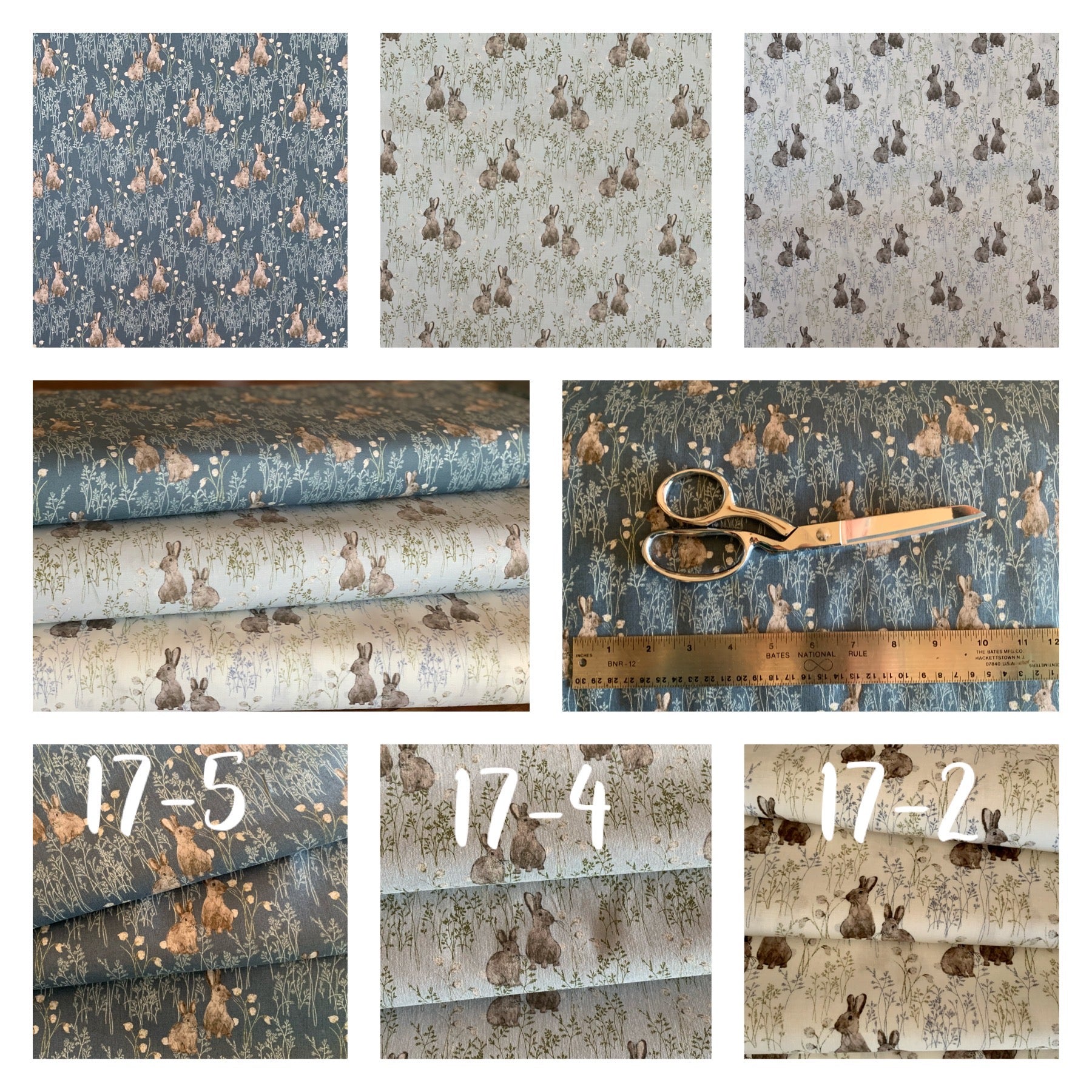 Midsummer Collection by Hackney and Co from Windham Fabrics - Floral, Rabbit, Bunny, Meadow Theme