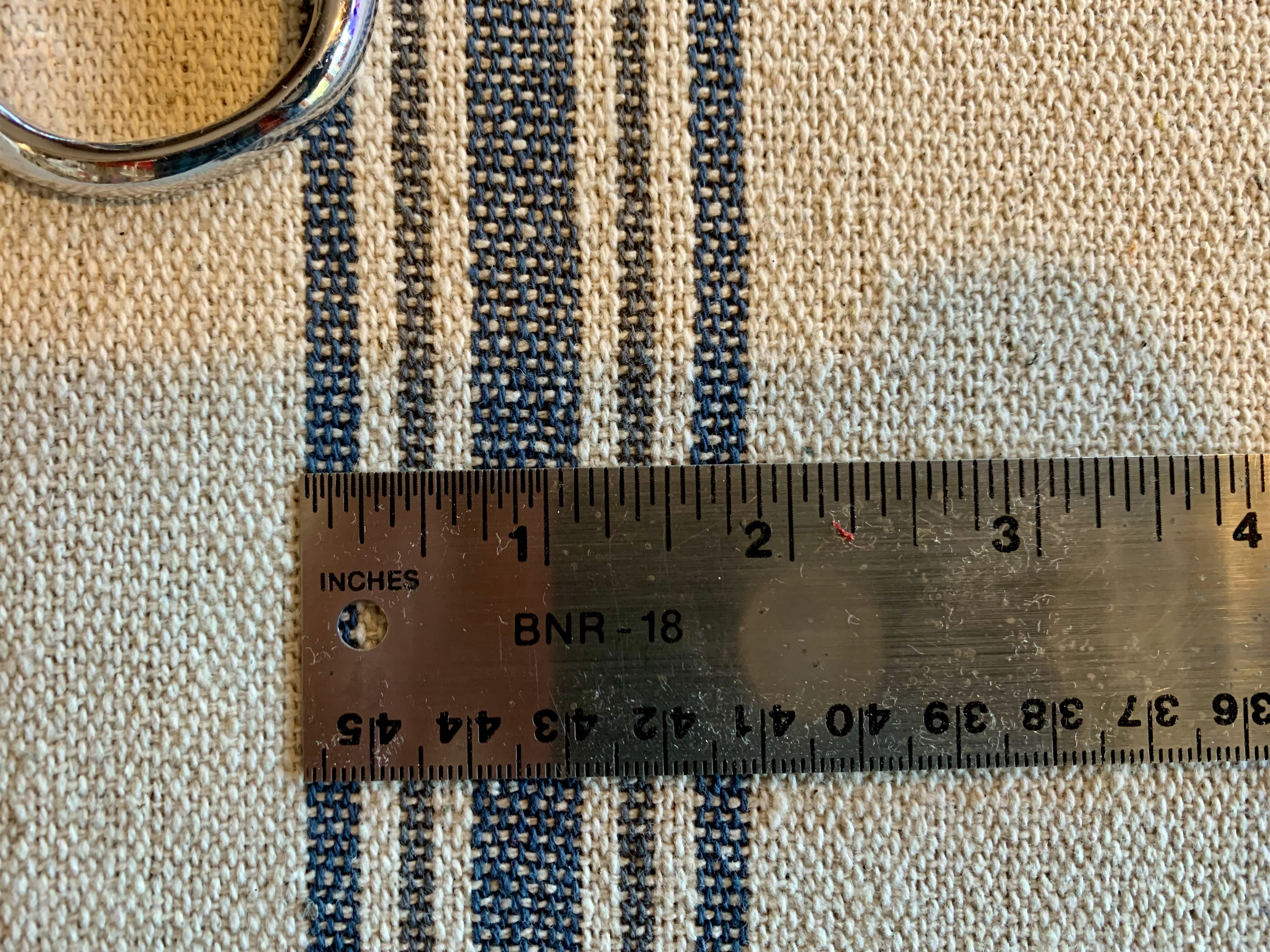 Blue and Gray Stripes on Cream - Grain Sack Fabric