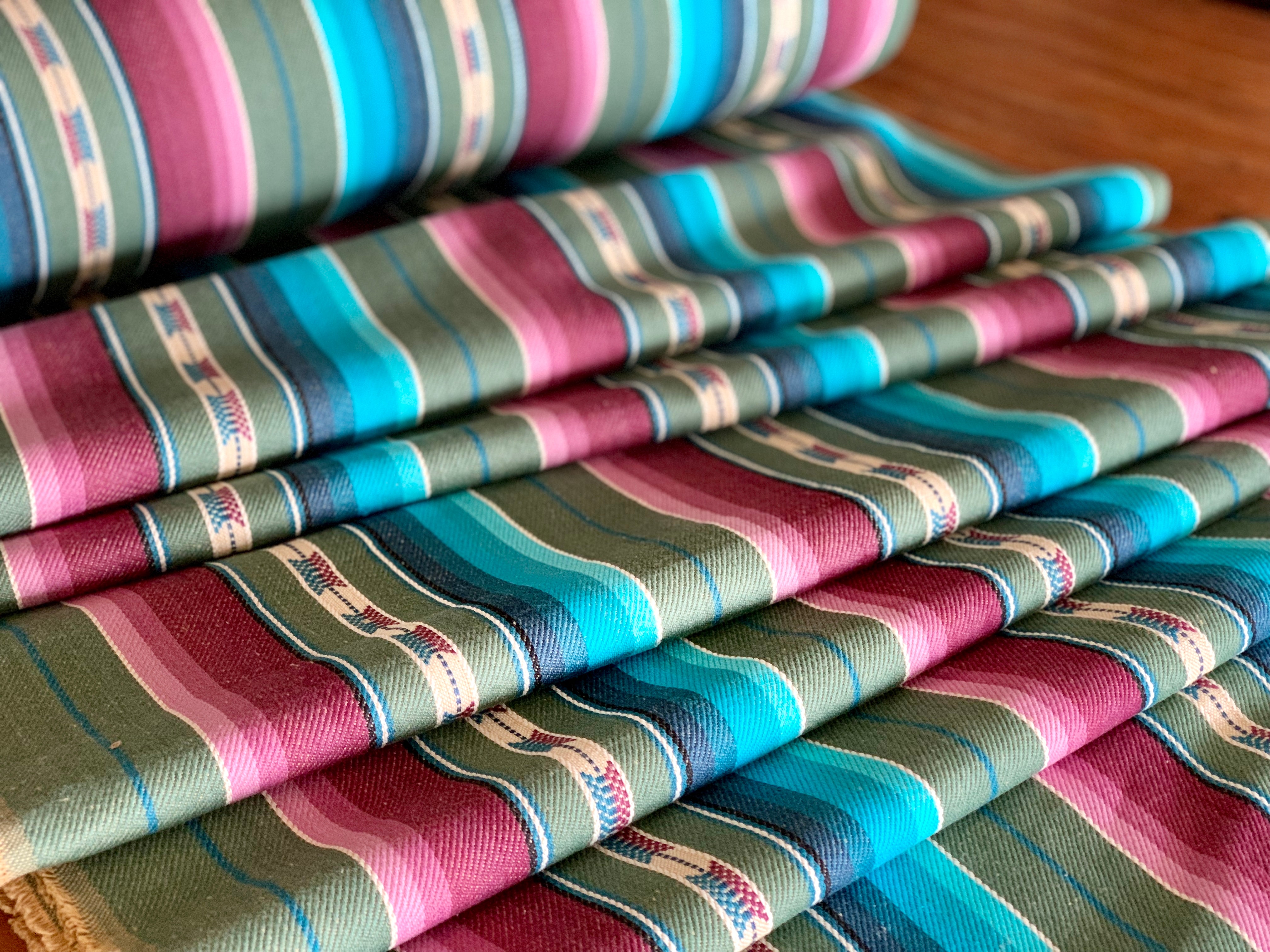 Serape Saddle Blanket Style Fabric - Purple, Aqua Blue, Green