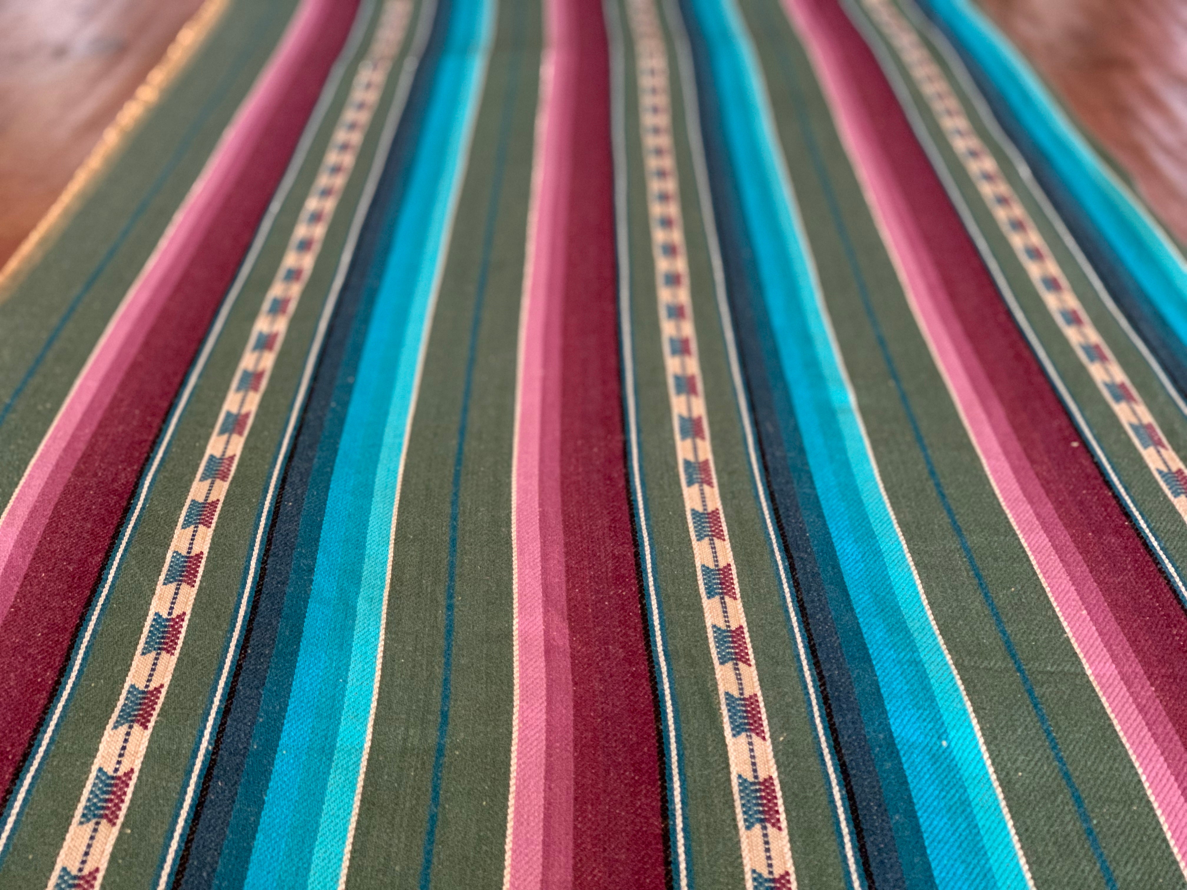 Serape Saddle Blanket Style Fabric - Purple, Aqua Blue, Green