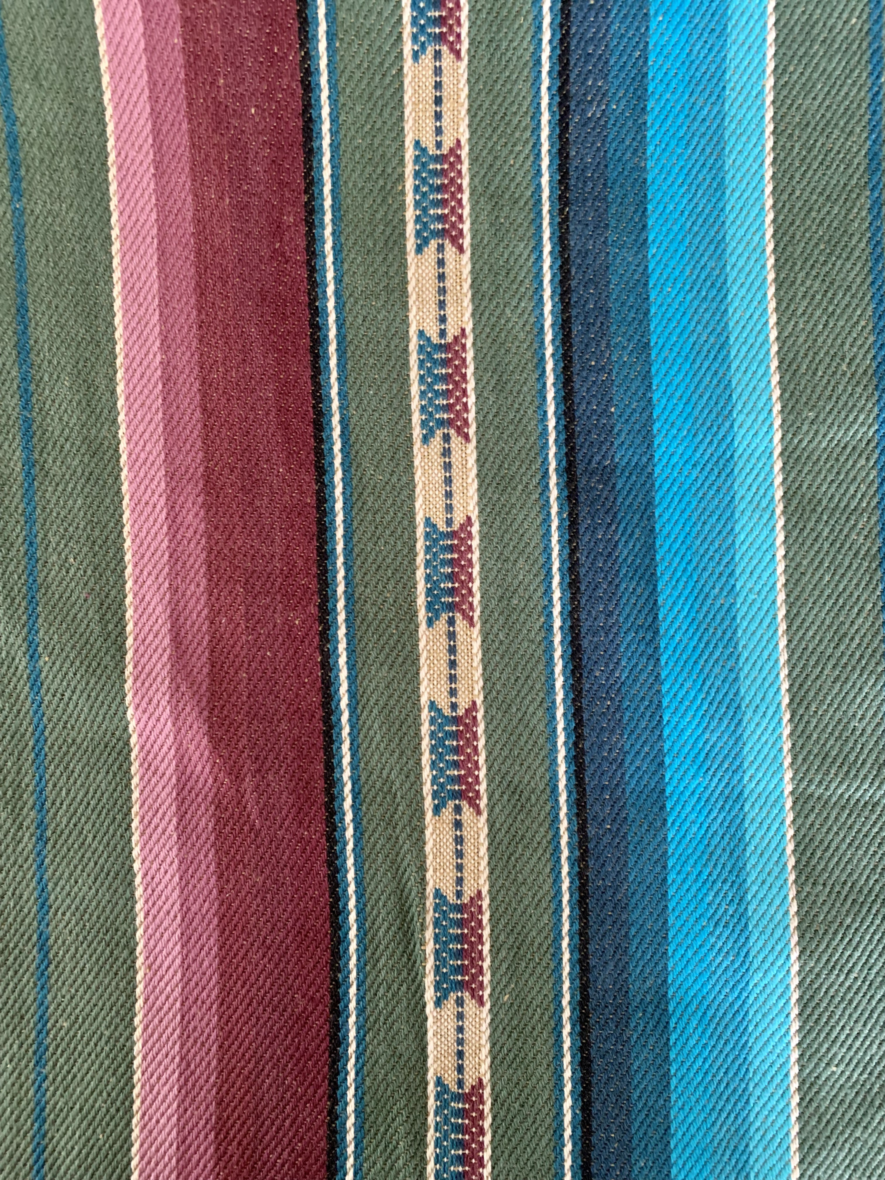 Serape Saddle Blanket Style Fabric - Purple, Aqua Blue, Green