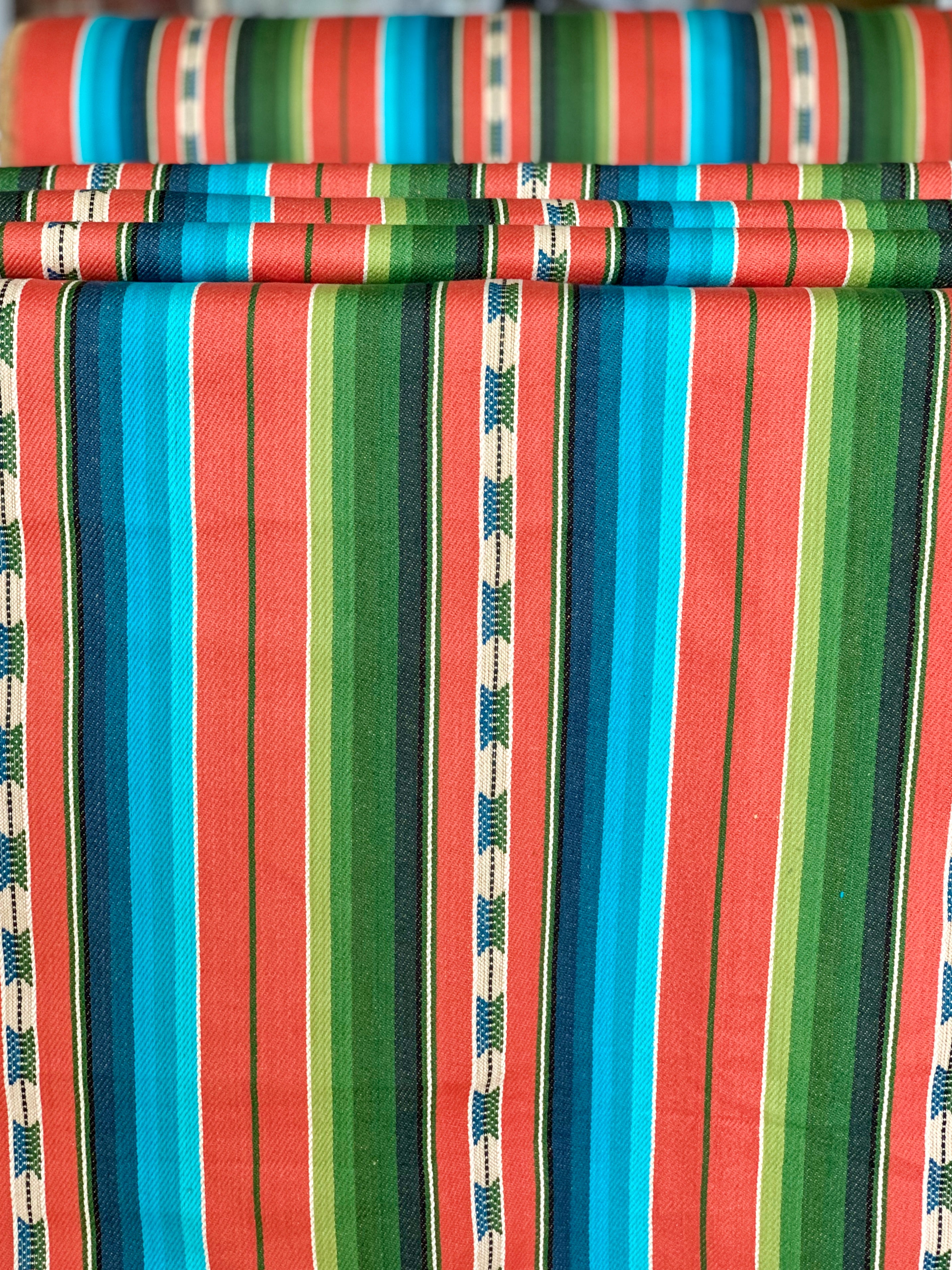 Serape Saddle Blanket Style Fabric - Orange, Blue, Green