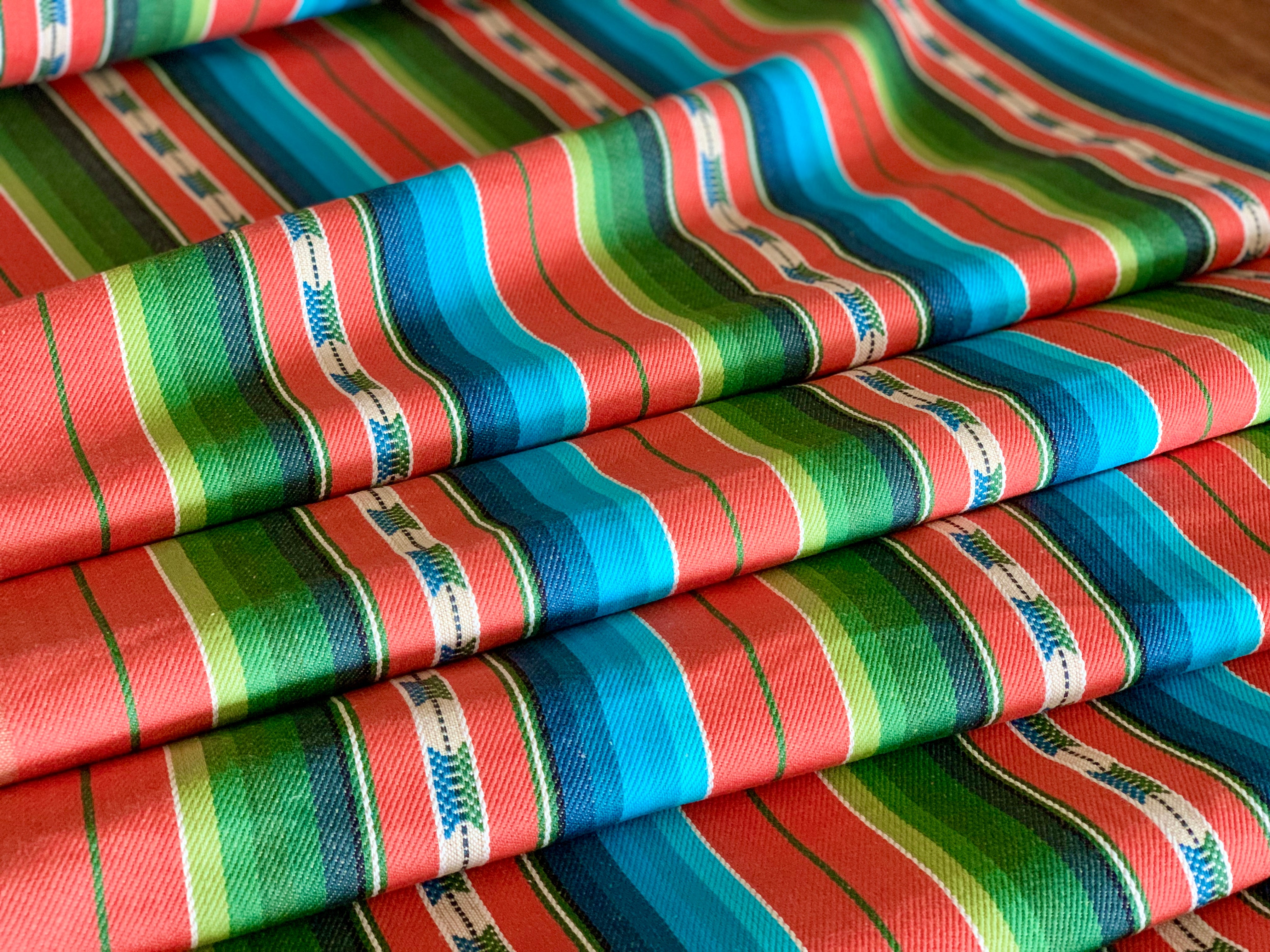 Serape Saddle Blanket Style Fabric - Orange, Blue, Green