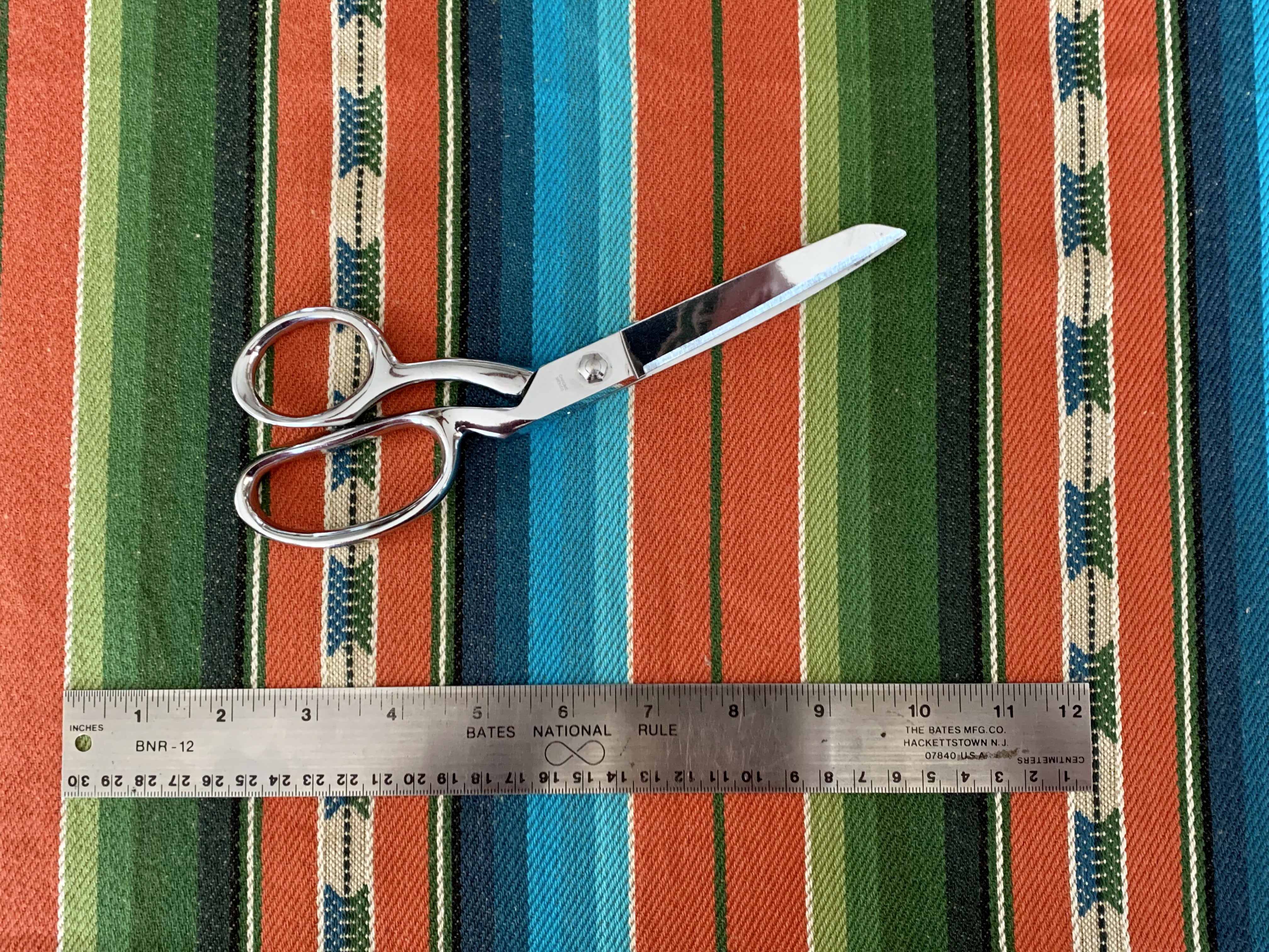 Serape Saddle Blanket Style Fabric - Orange, Blue, Green
