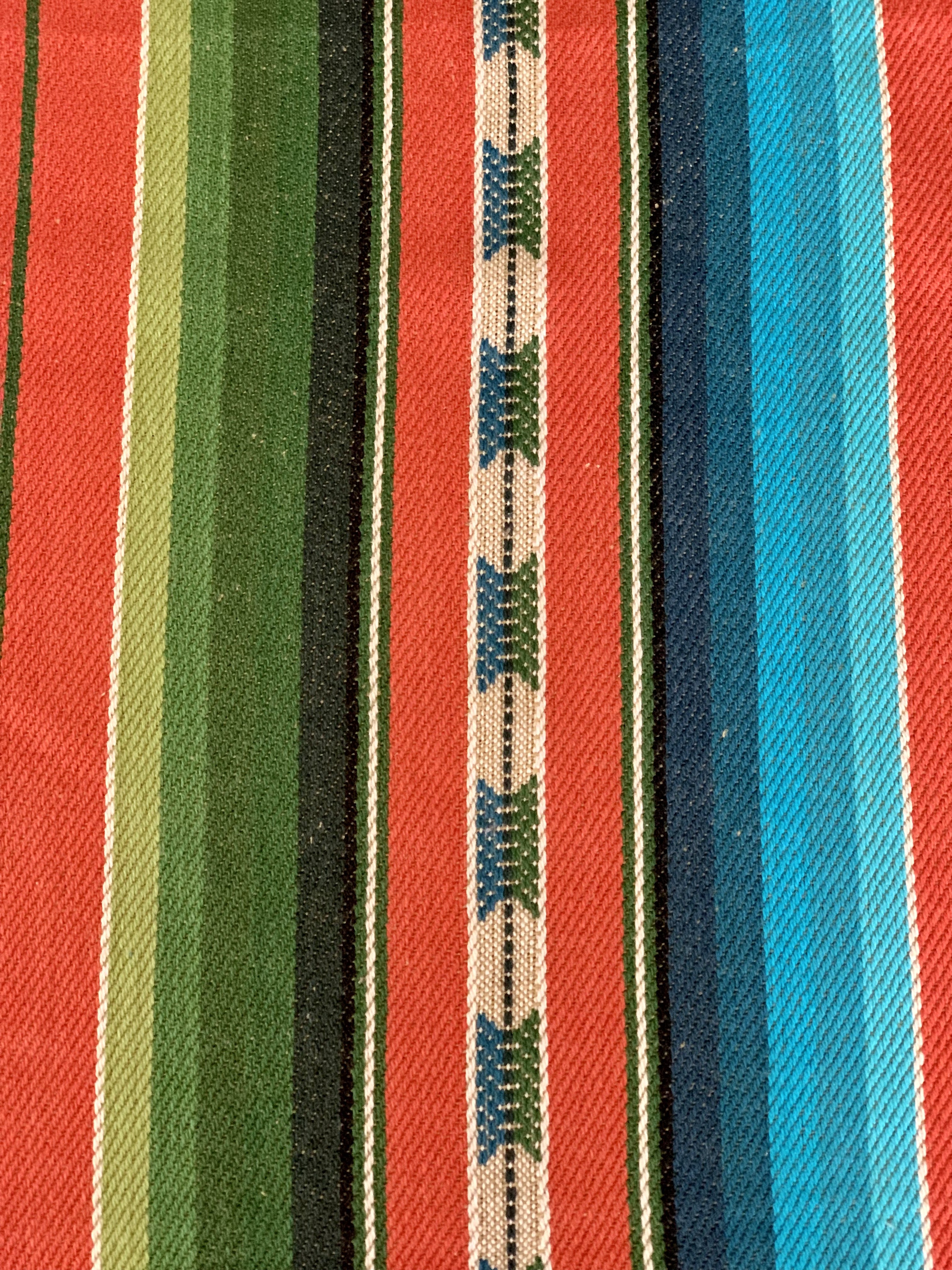 Serape Saddle Blanket Style Fabric - Orange, Blue, Green