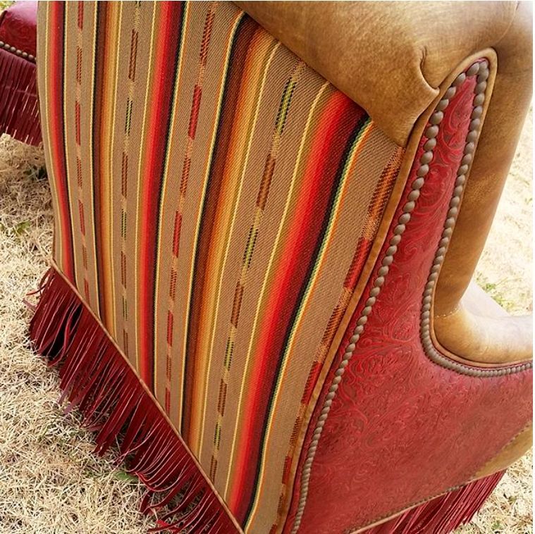 Serape Saddle Blanket Style Fabric - Tan