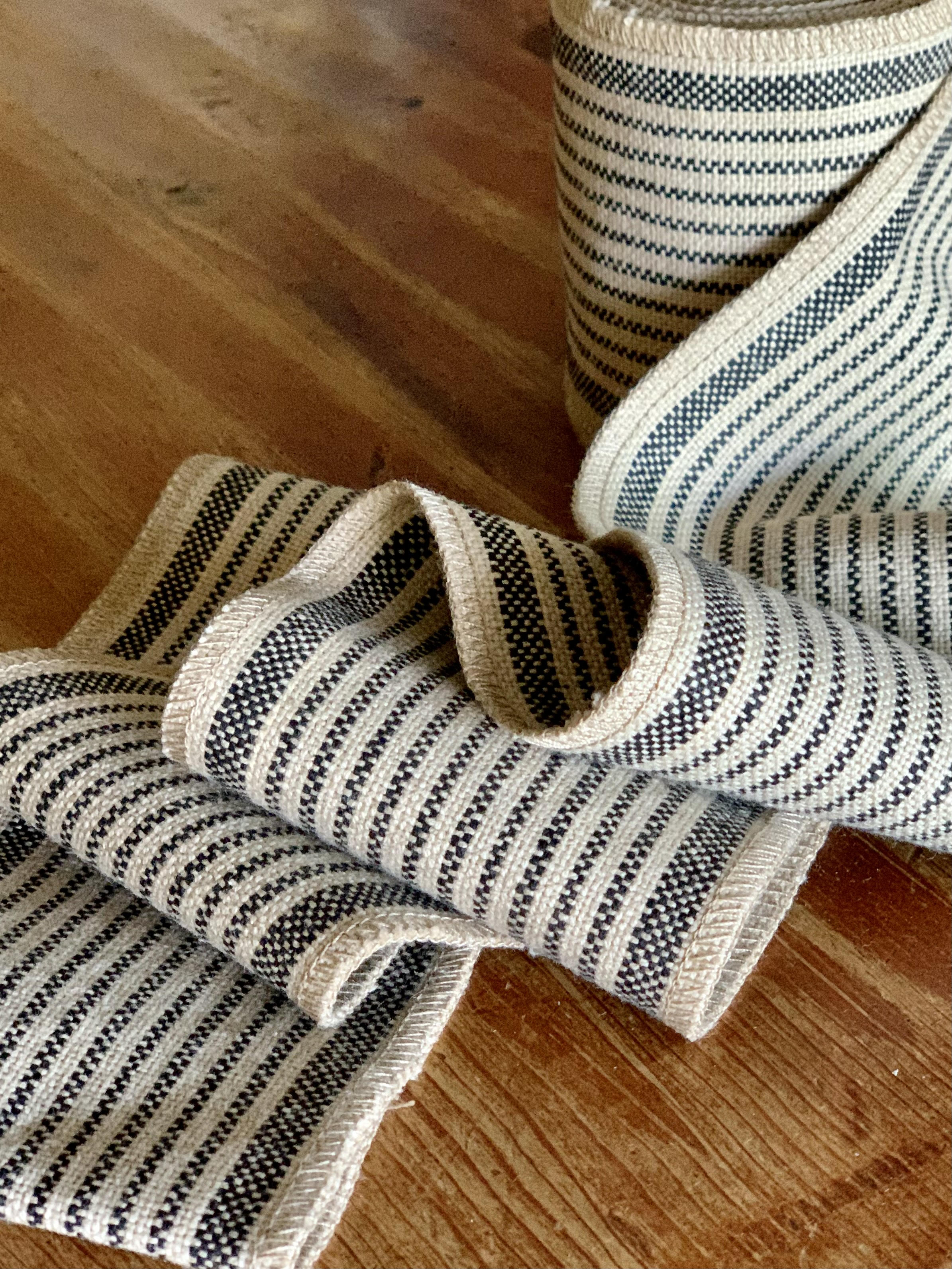 Grain Sack Ribbon - Black & Beige - 3 1/2" Wide