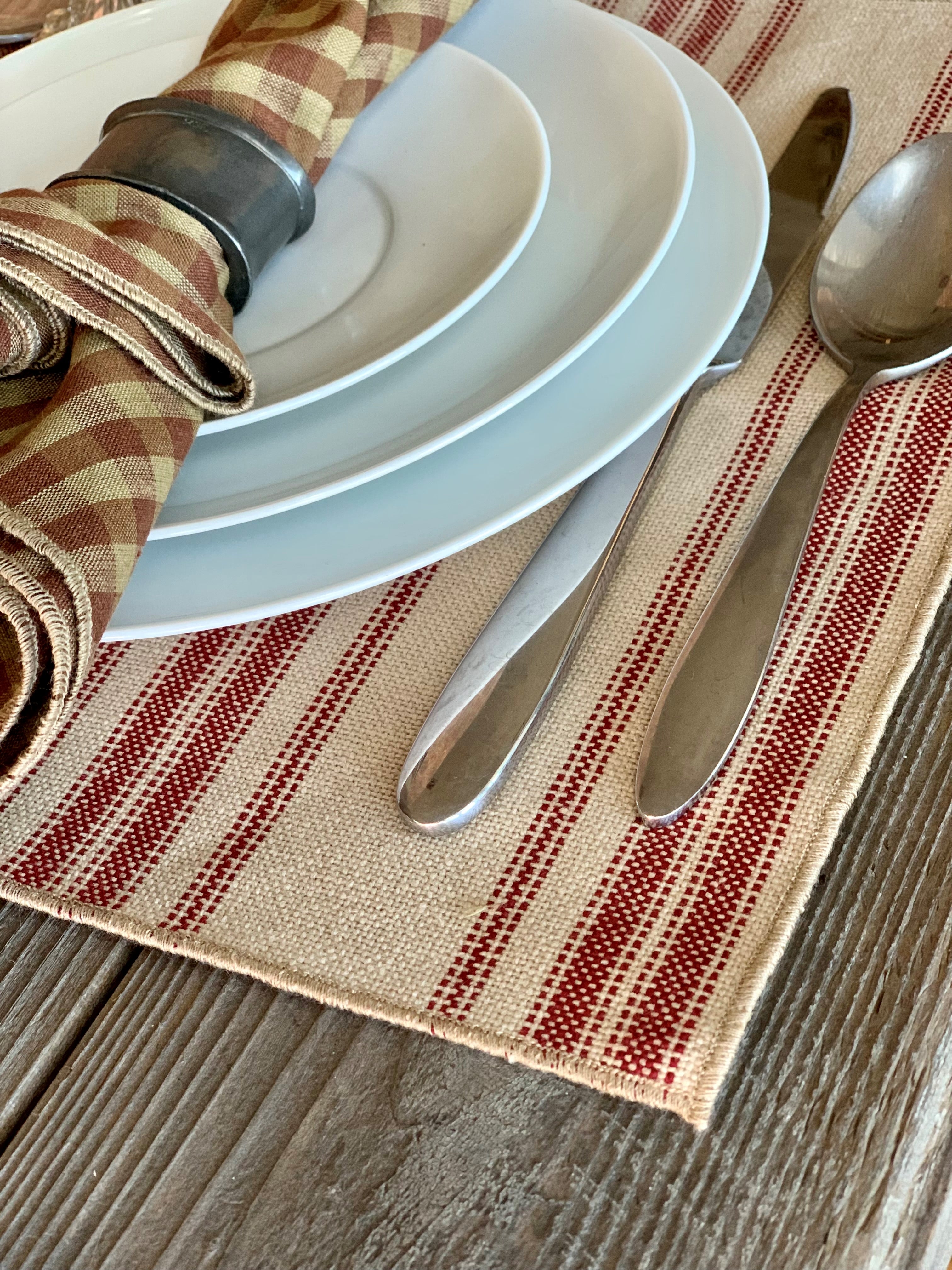Grain Sack Placemat and Homespun Napkin