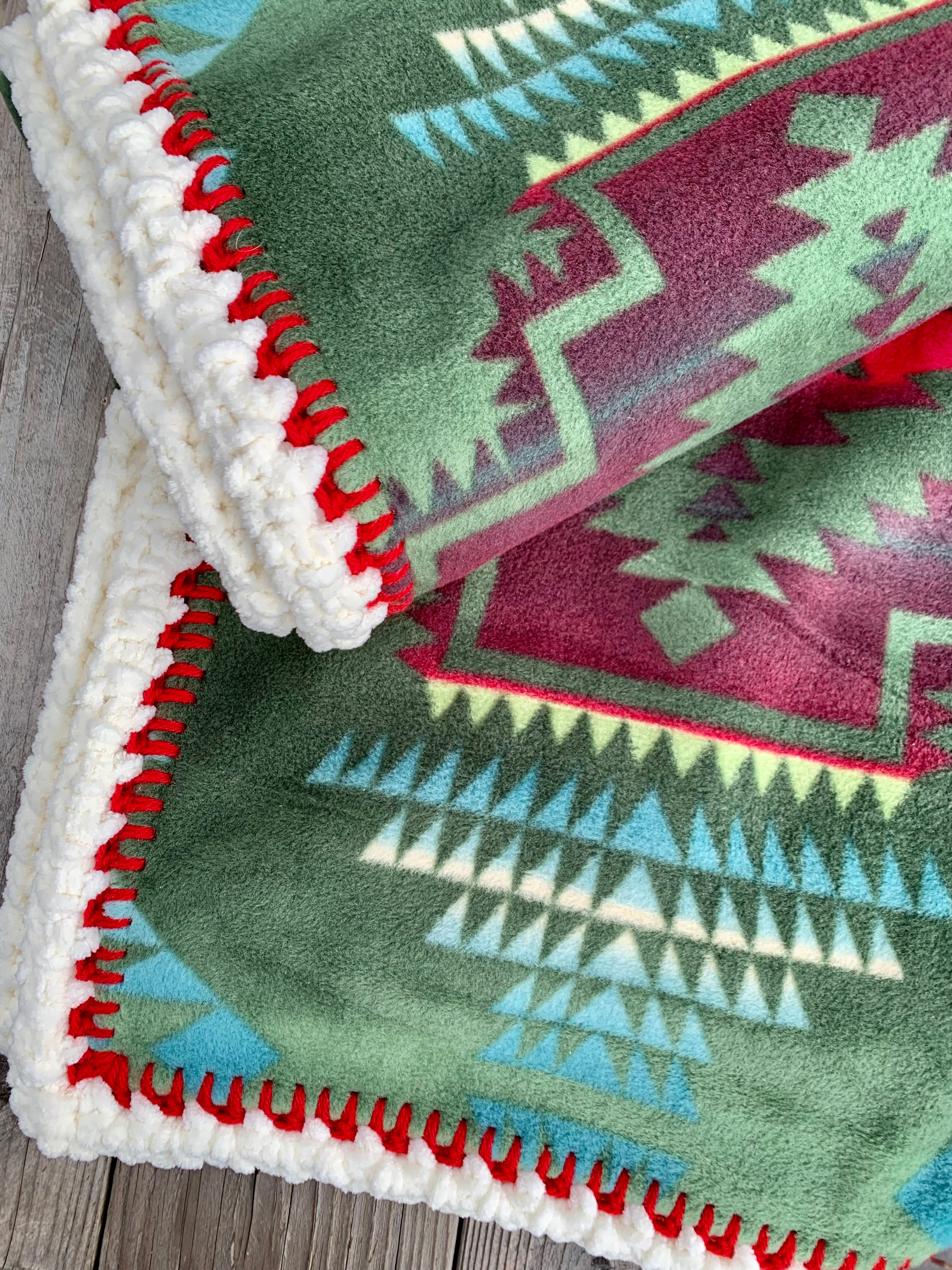 Crochet Edge Native Fleece Blanket