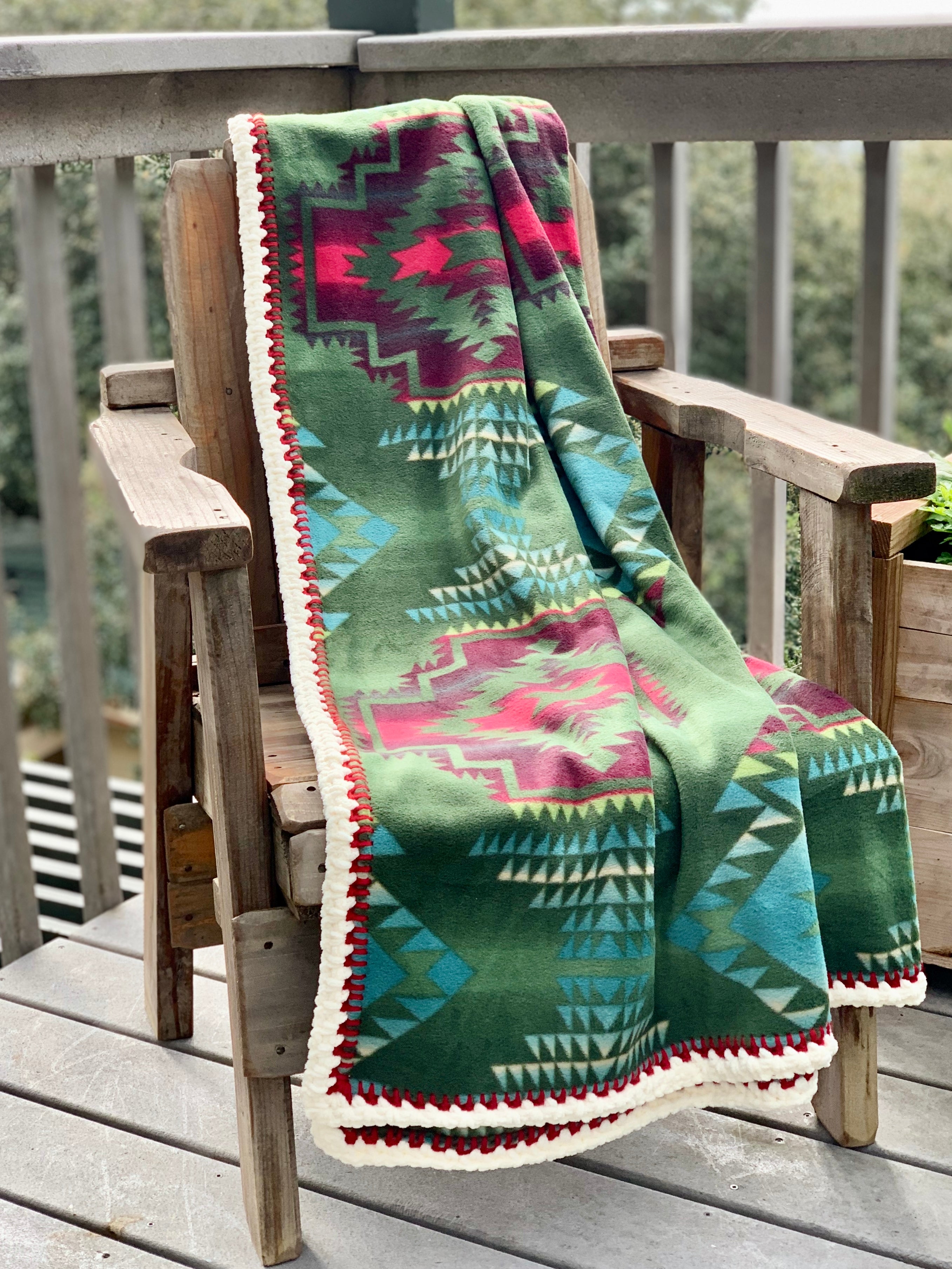 Crochet Edge Native Fleece Blanket