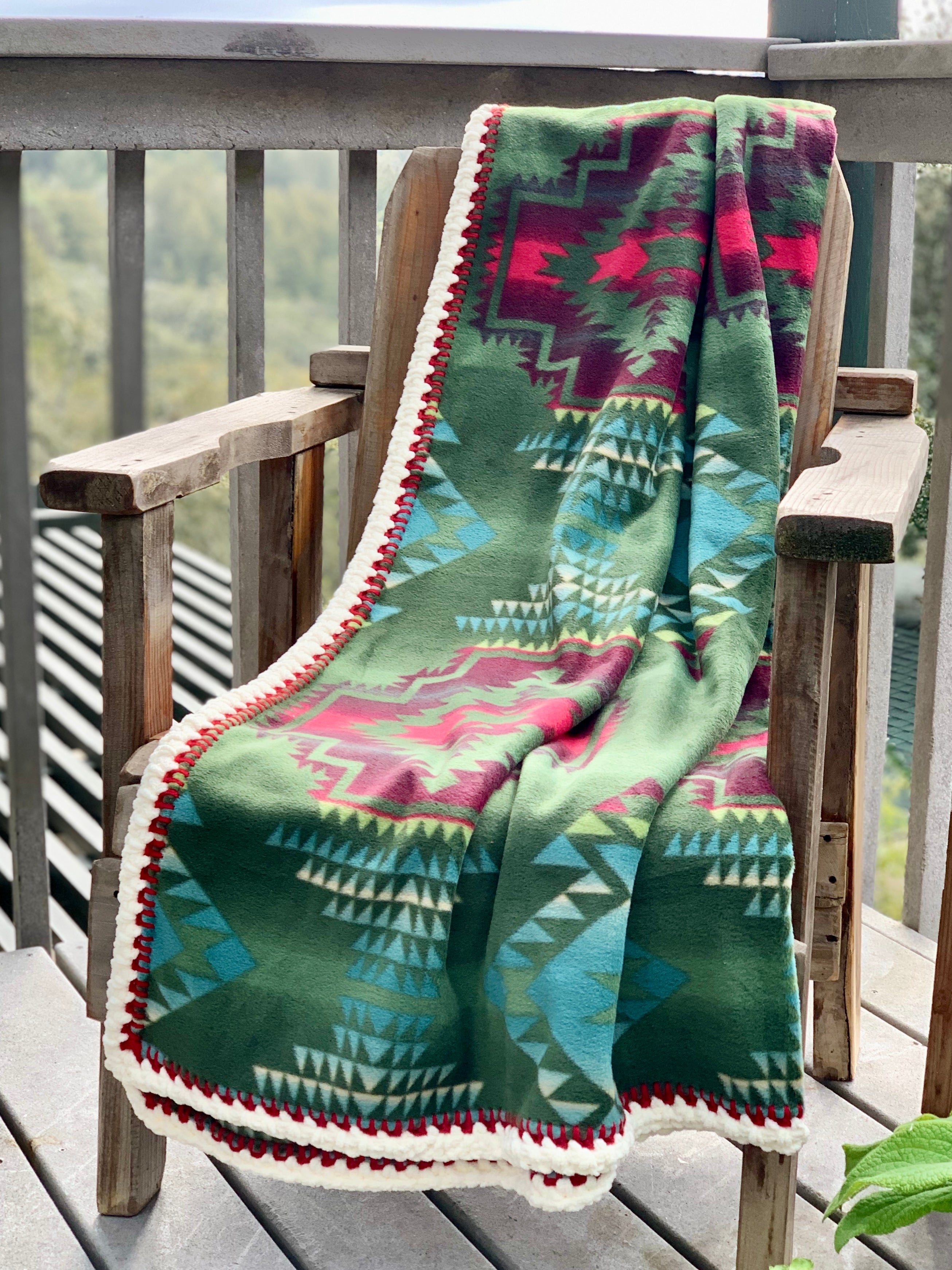 Crochet Edge Native Fleece Blanket