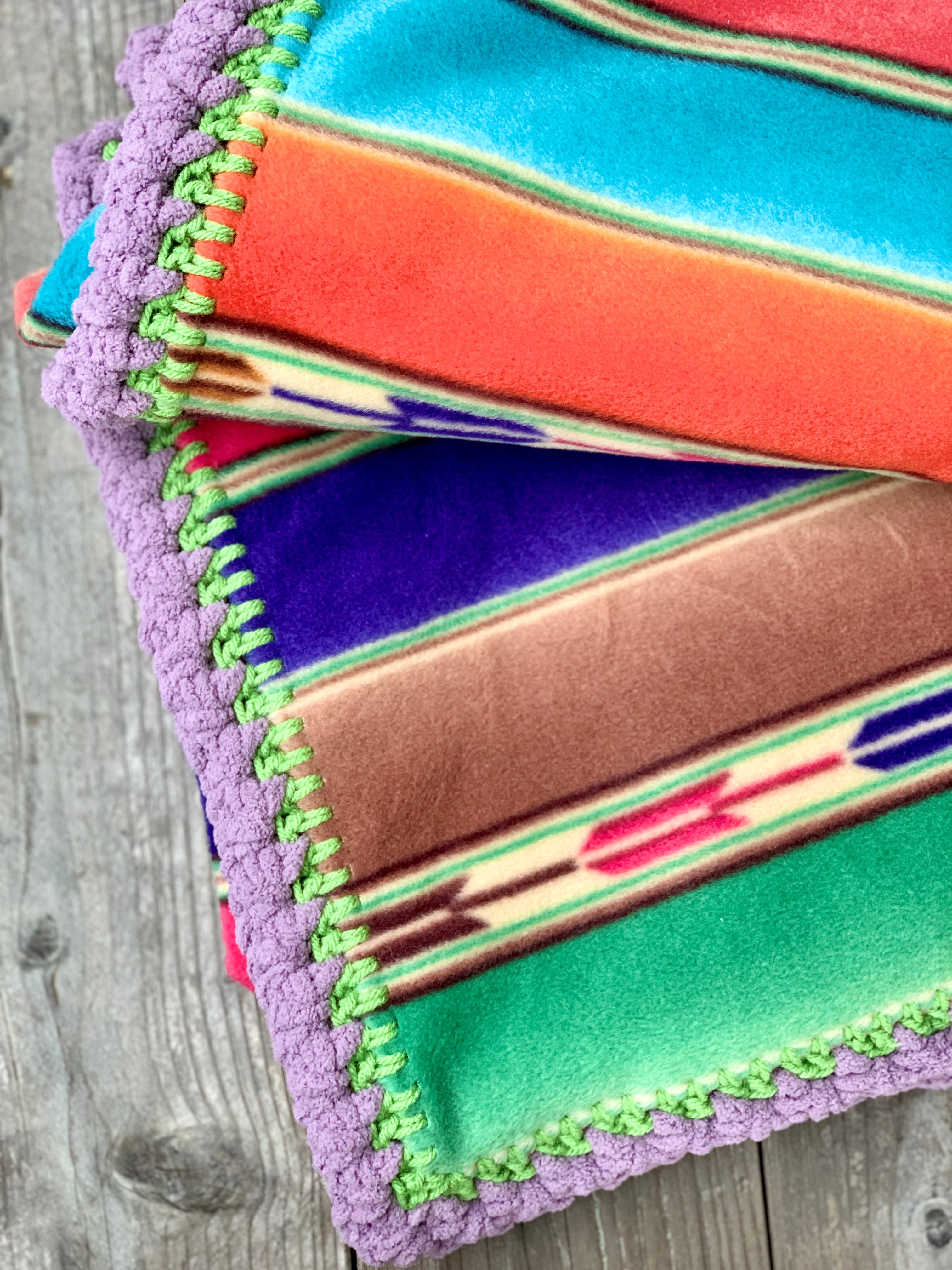 Crochet Edge Native Fleece Blanket