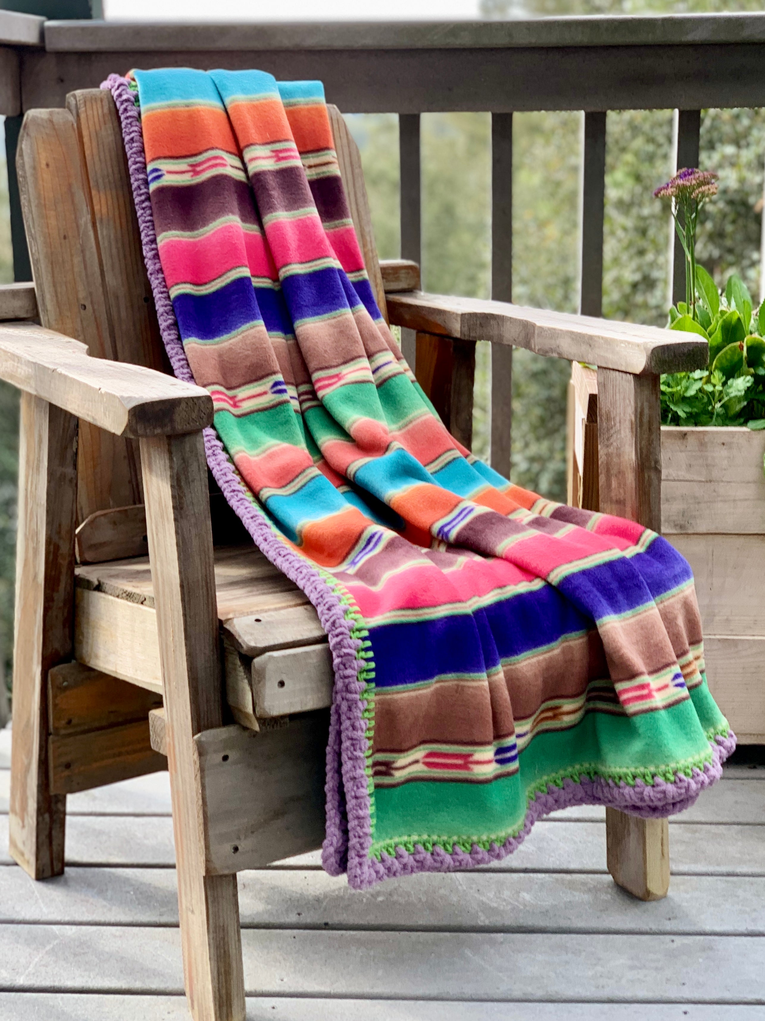 Crochet Edge Native Fleece Blanket