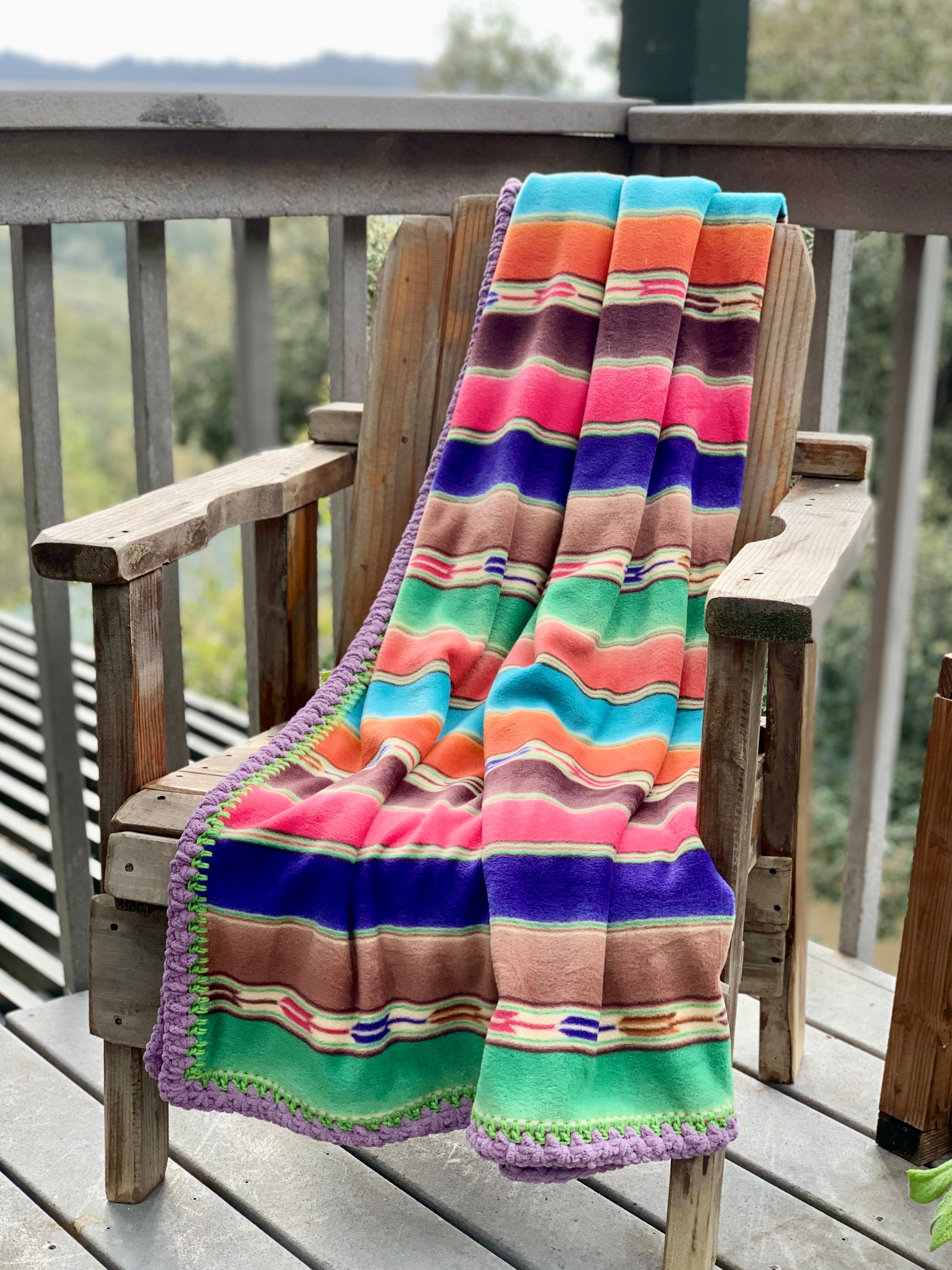 Crochet Edge Native Fleece Blanket