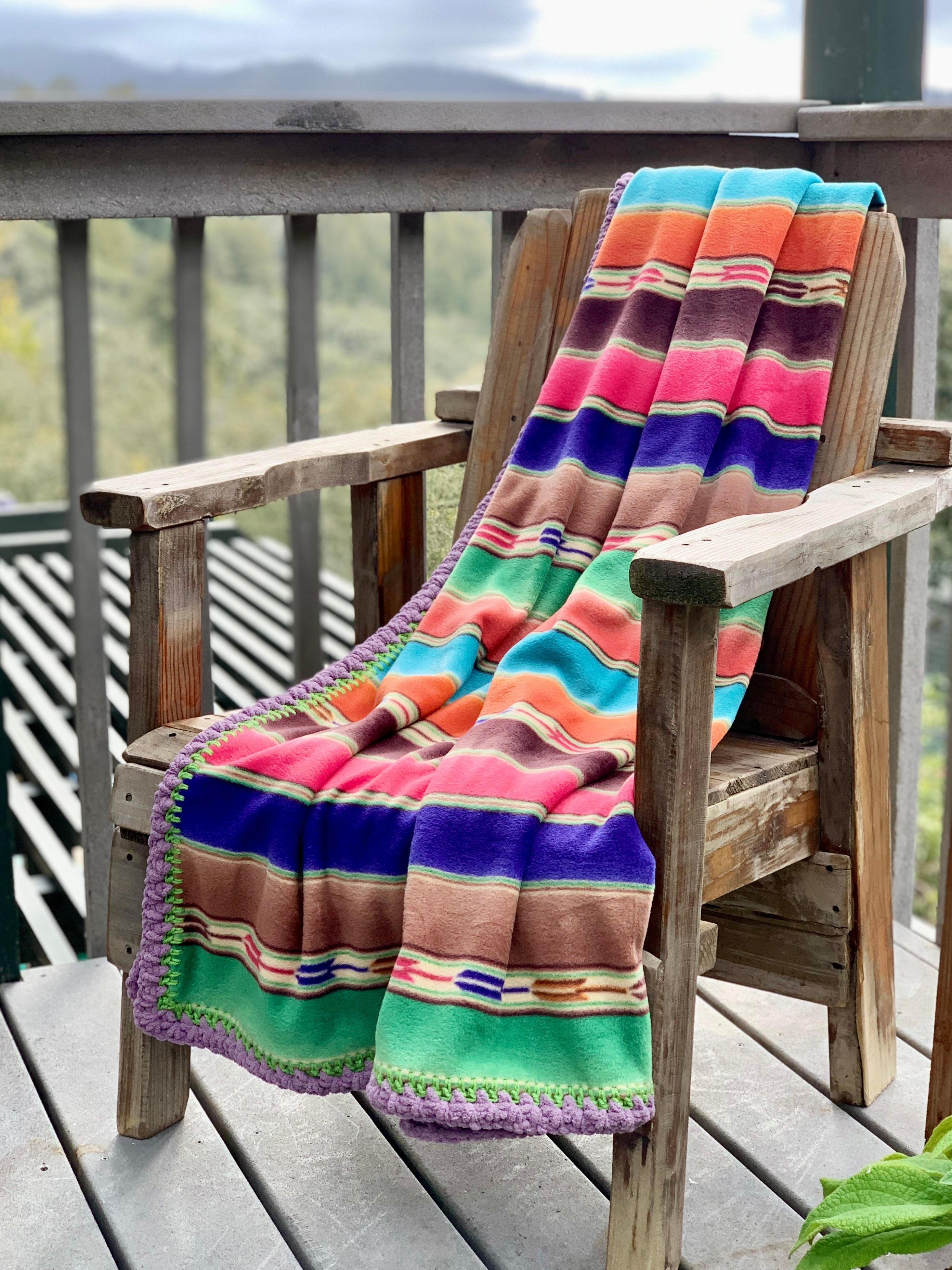 Crochet Edge Native Fleece Blanket