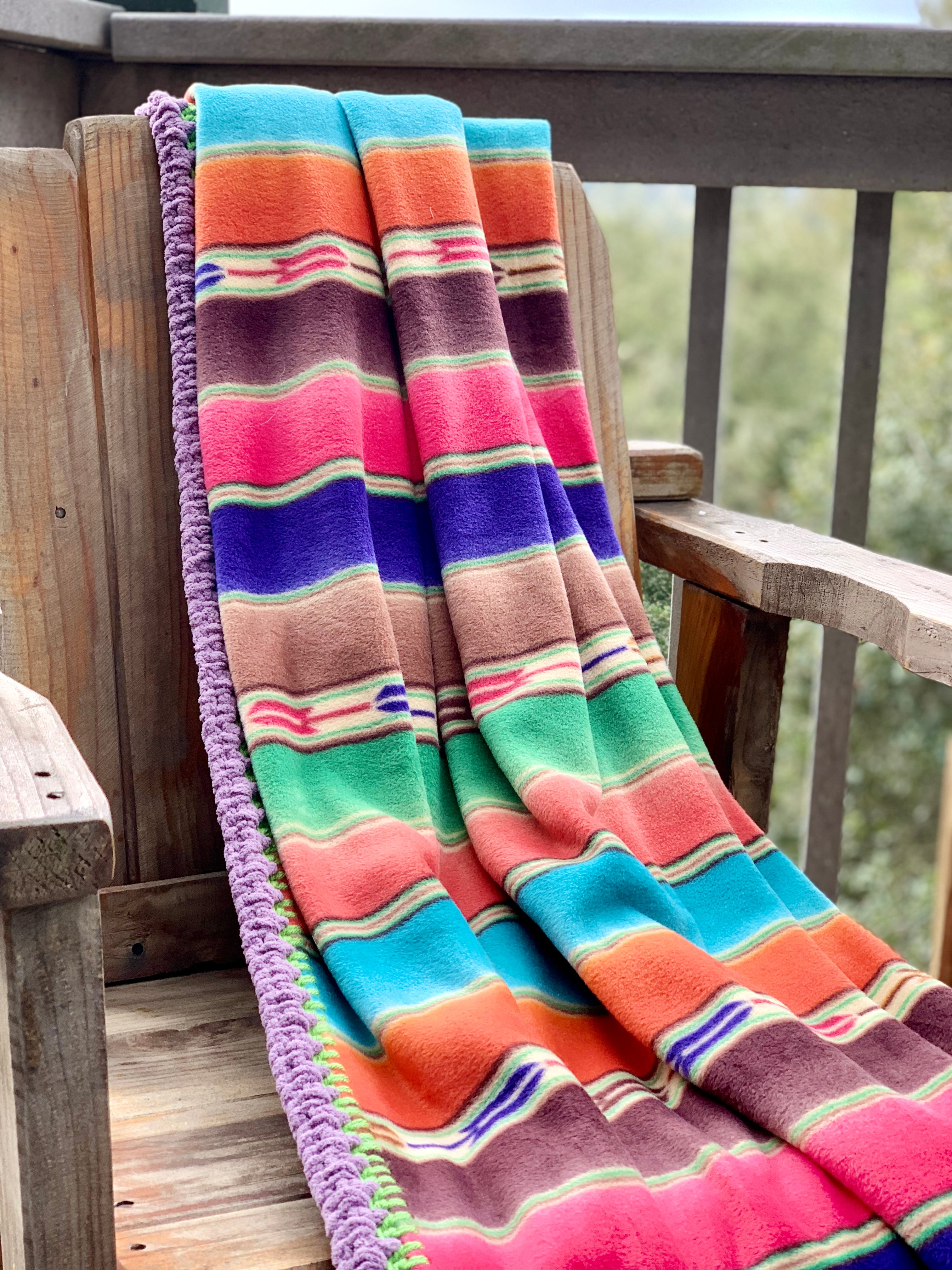 Crochet Edge Native Fleece Blanket