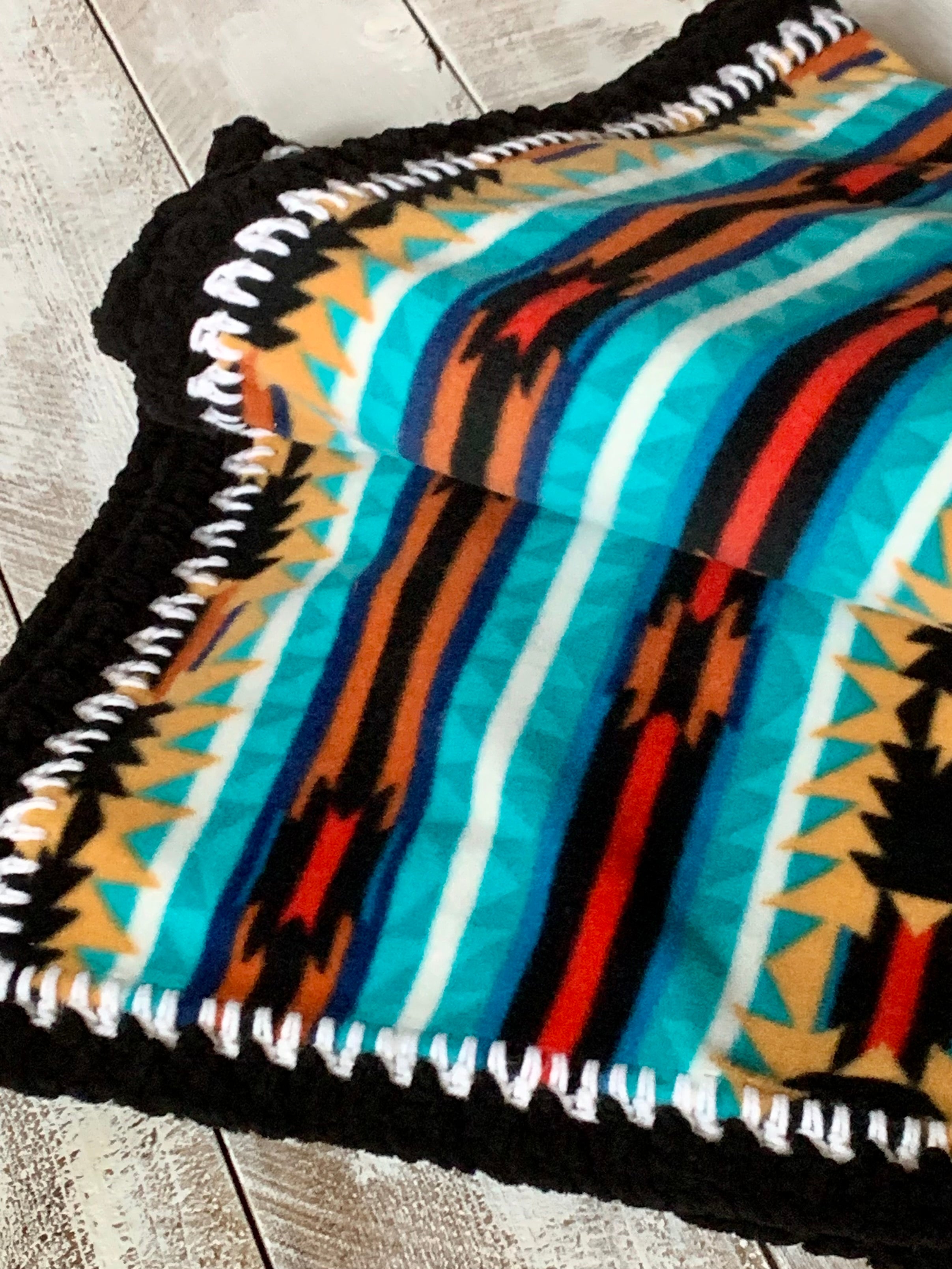 Crochet Edge Native Fleece Blanket