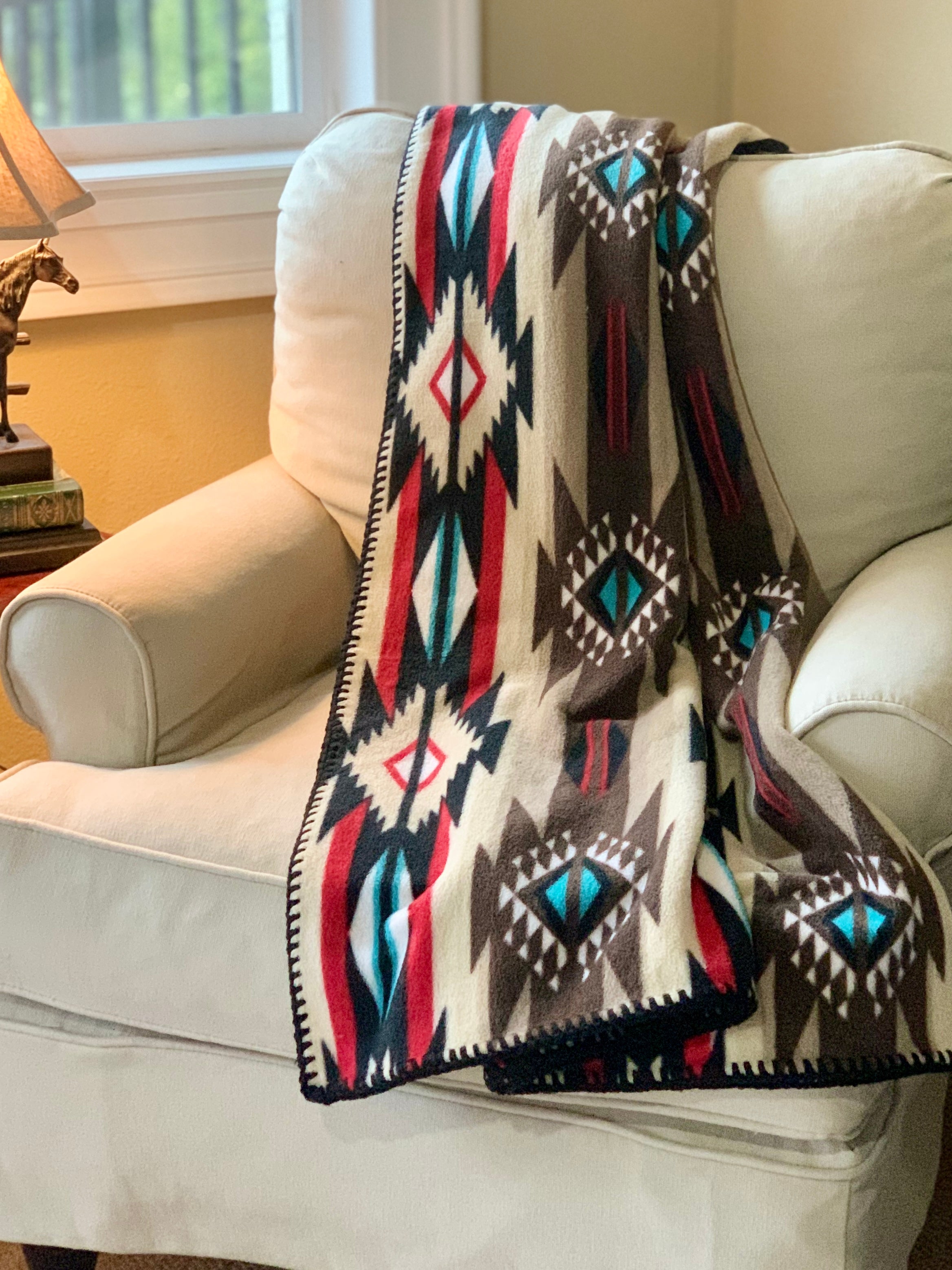 Crochet Edge Native Fleece Blanket