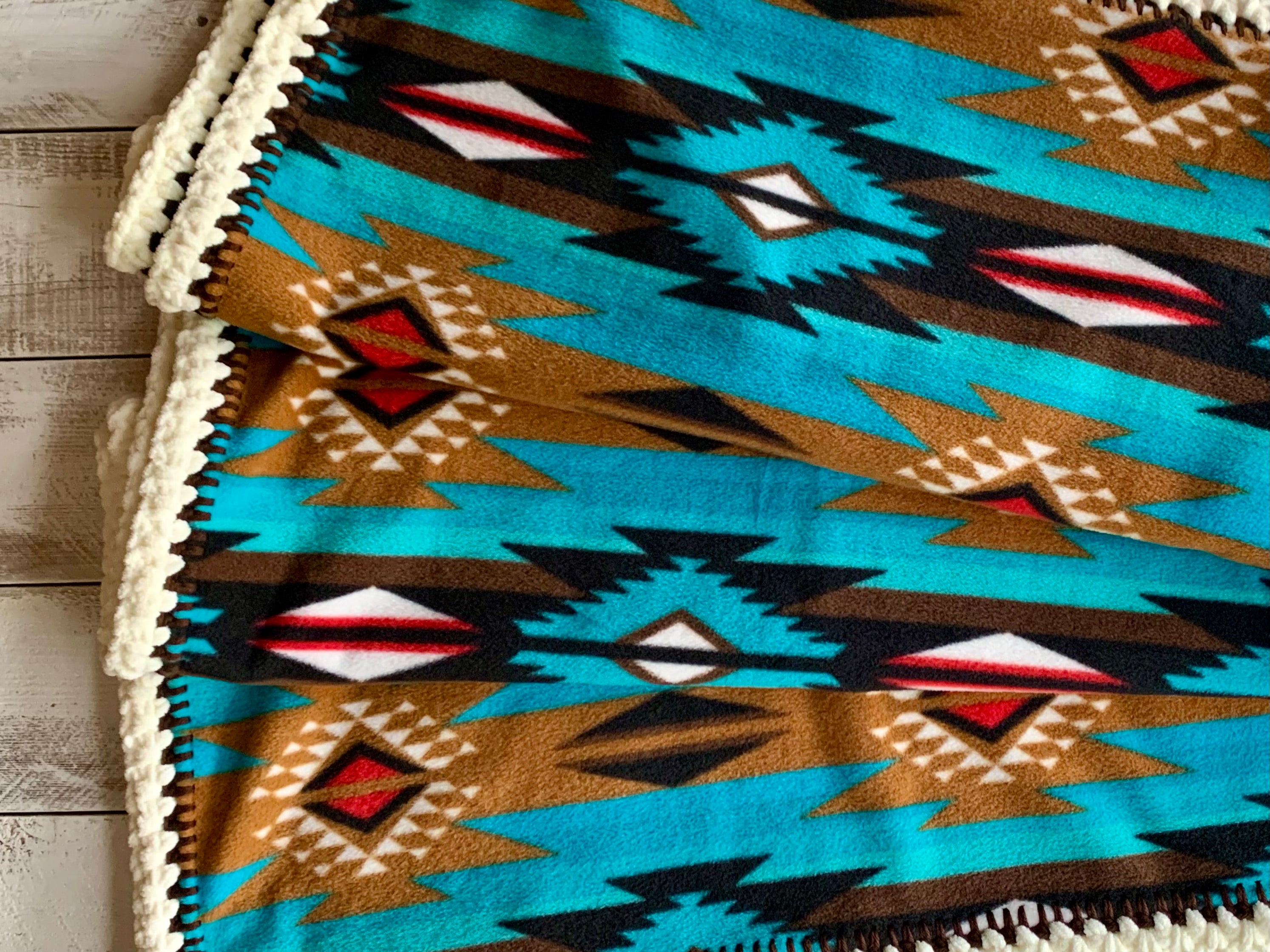 Crochet Edge Native Fleece Blanket