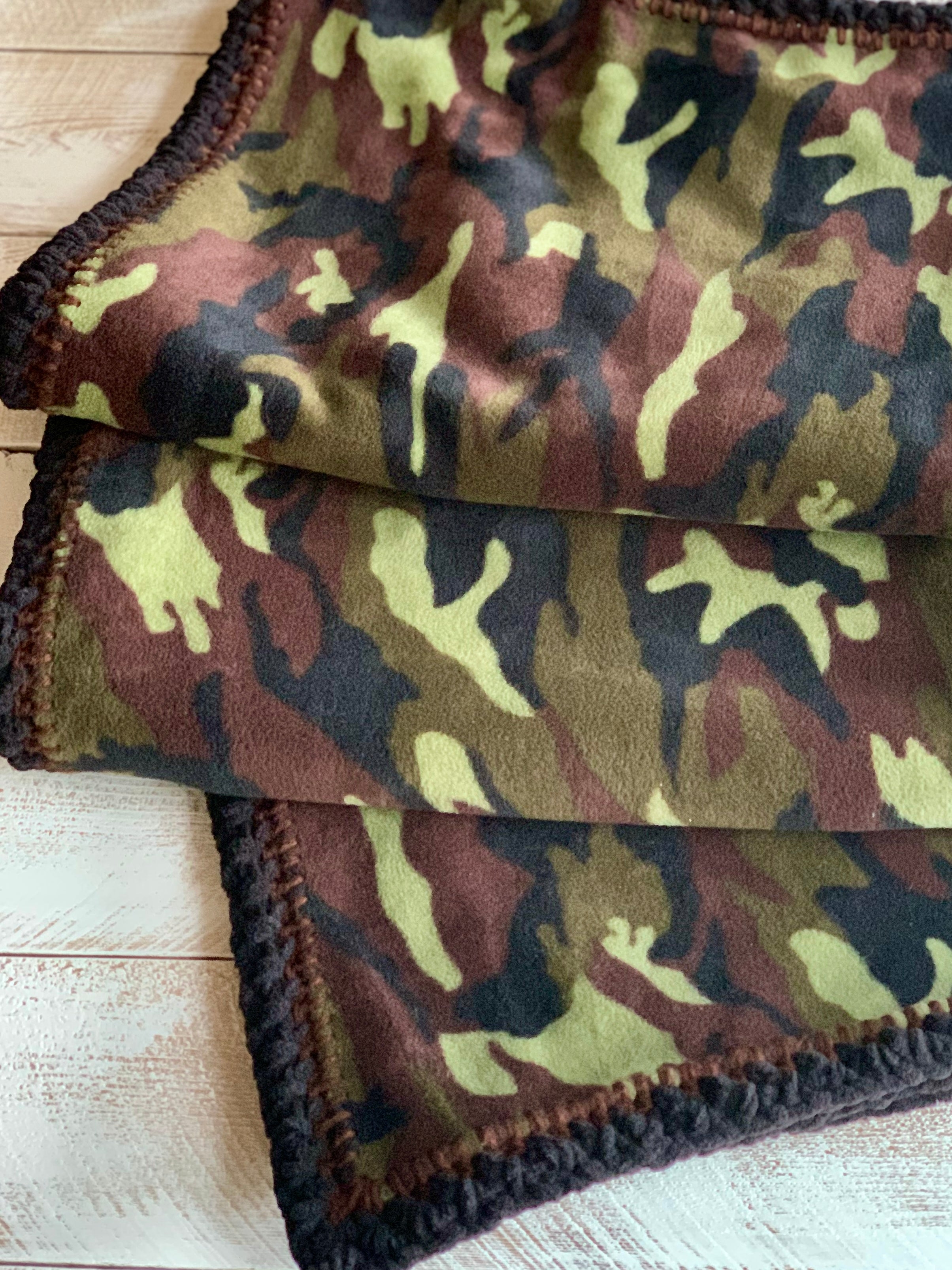 Crochet Edge Camo Fleece Blanket