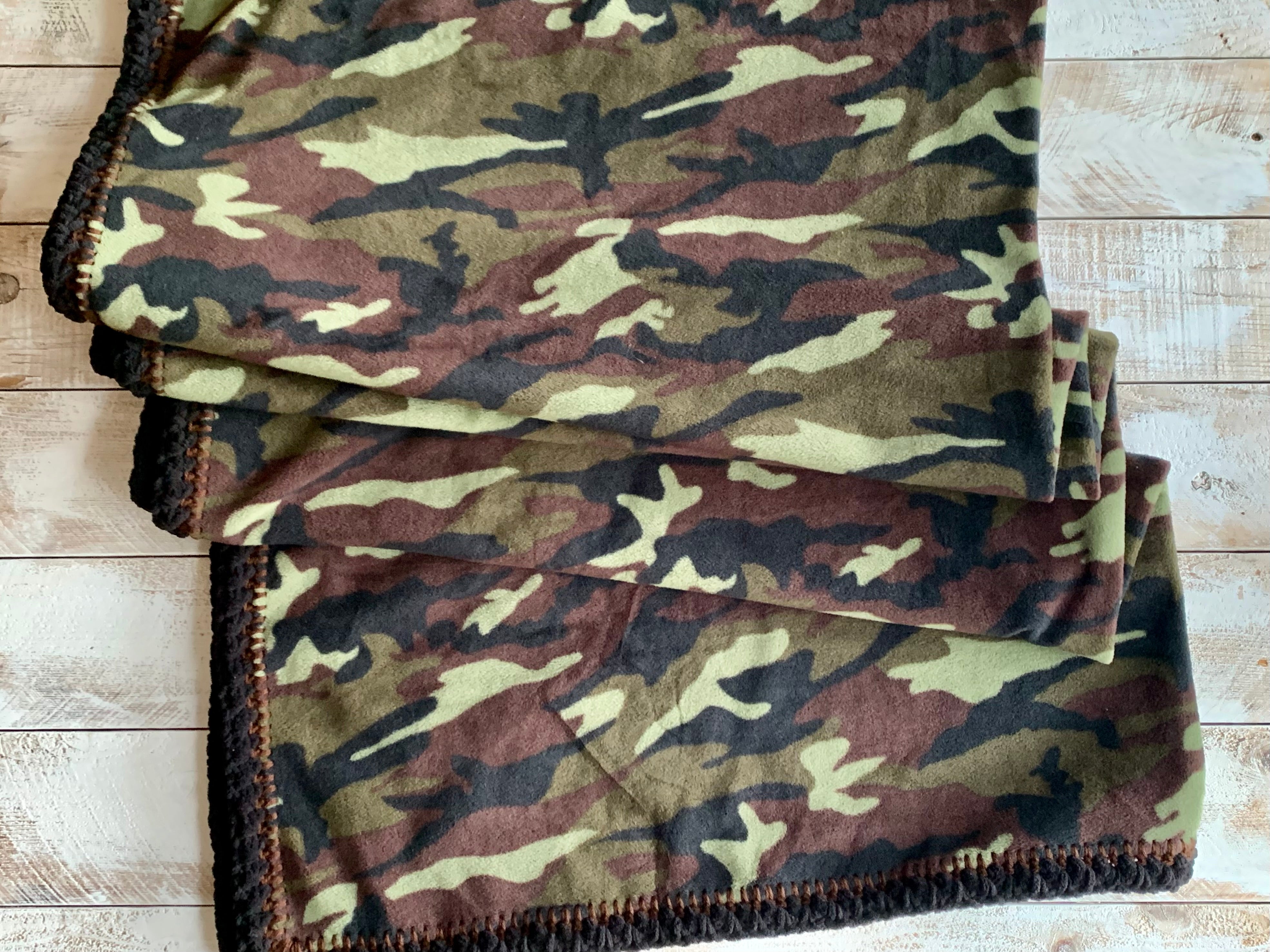 Crochet Edge Camo Fleece Blanket