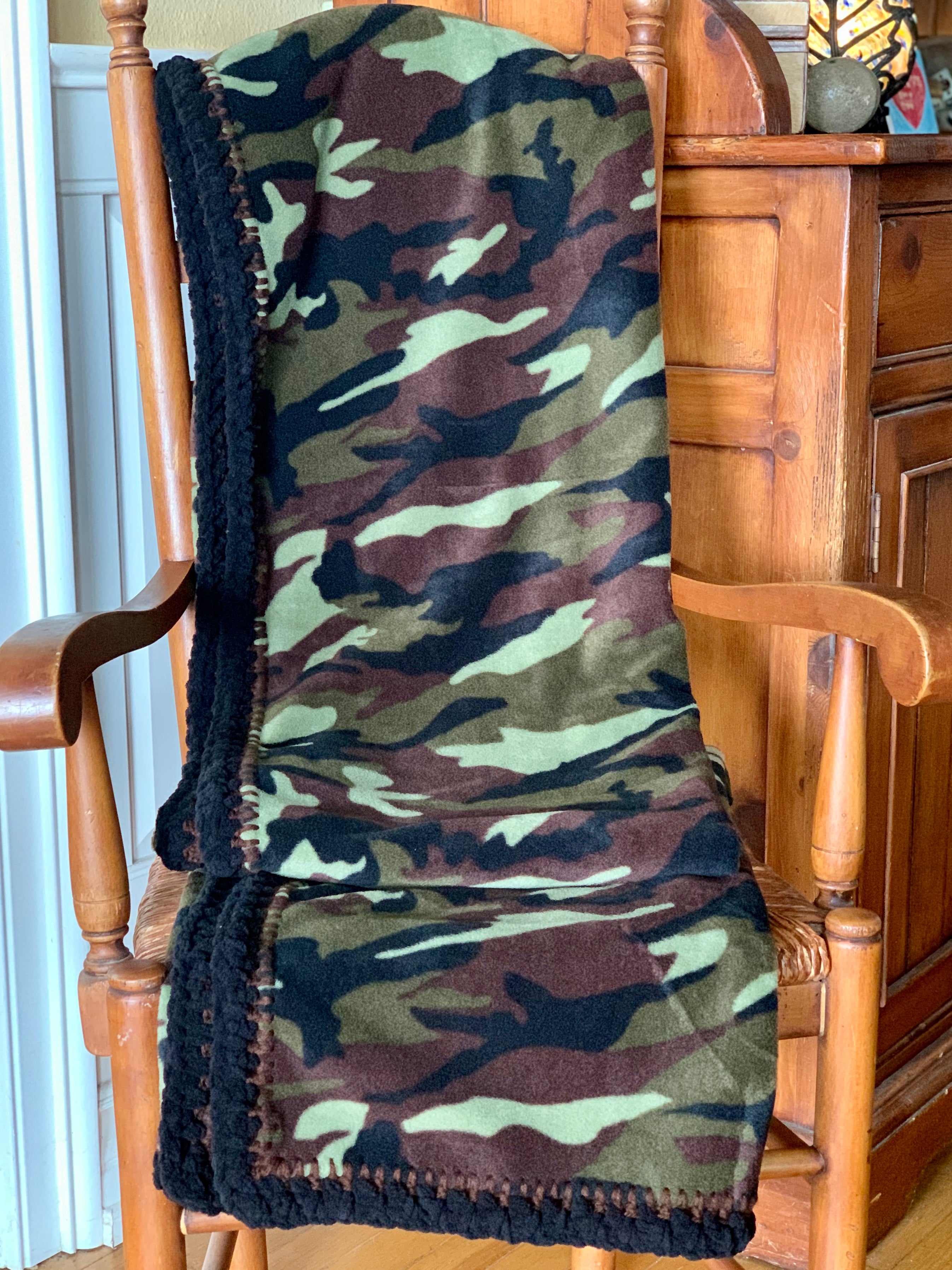 Crochet Edge Camo Fleece Blanket