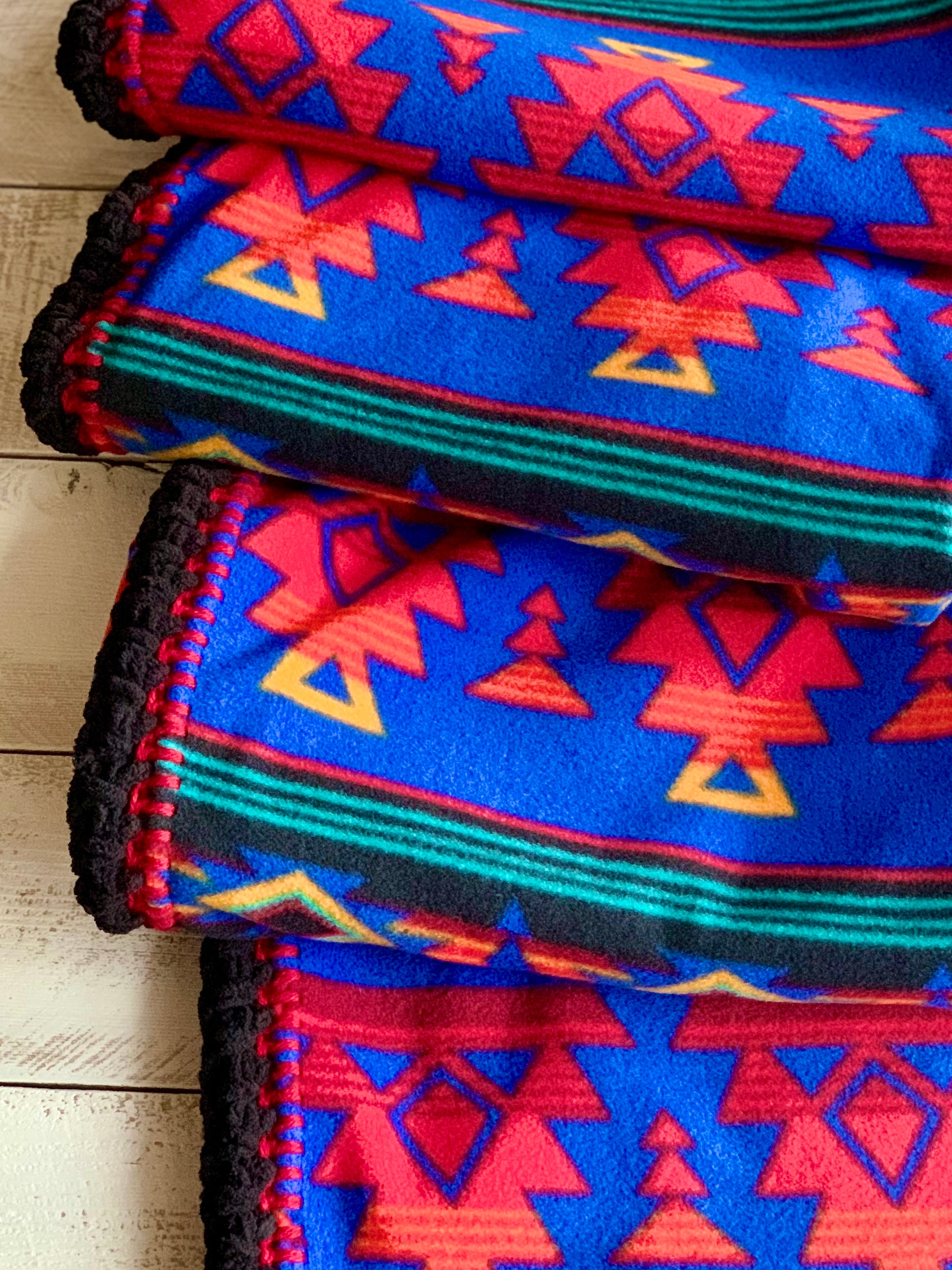 Crochet Edge Native Fleece Blanket