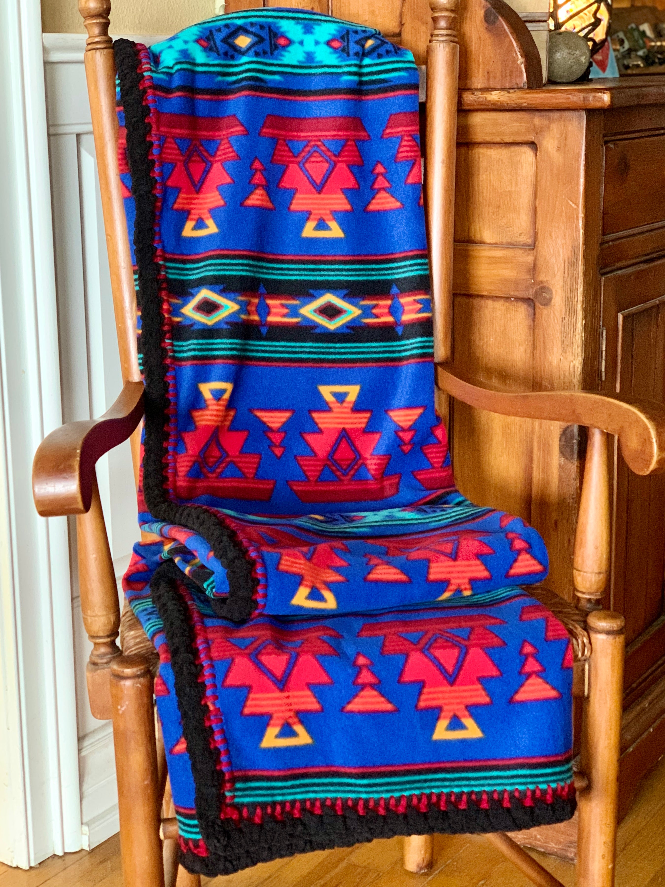 Crochet Edge Native Fleece Blanket