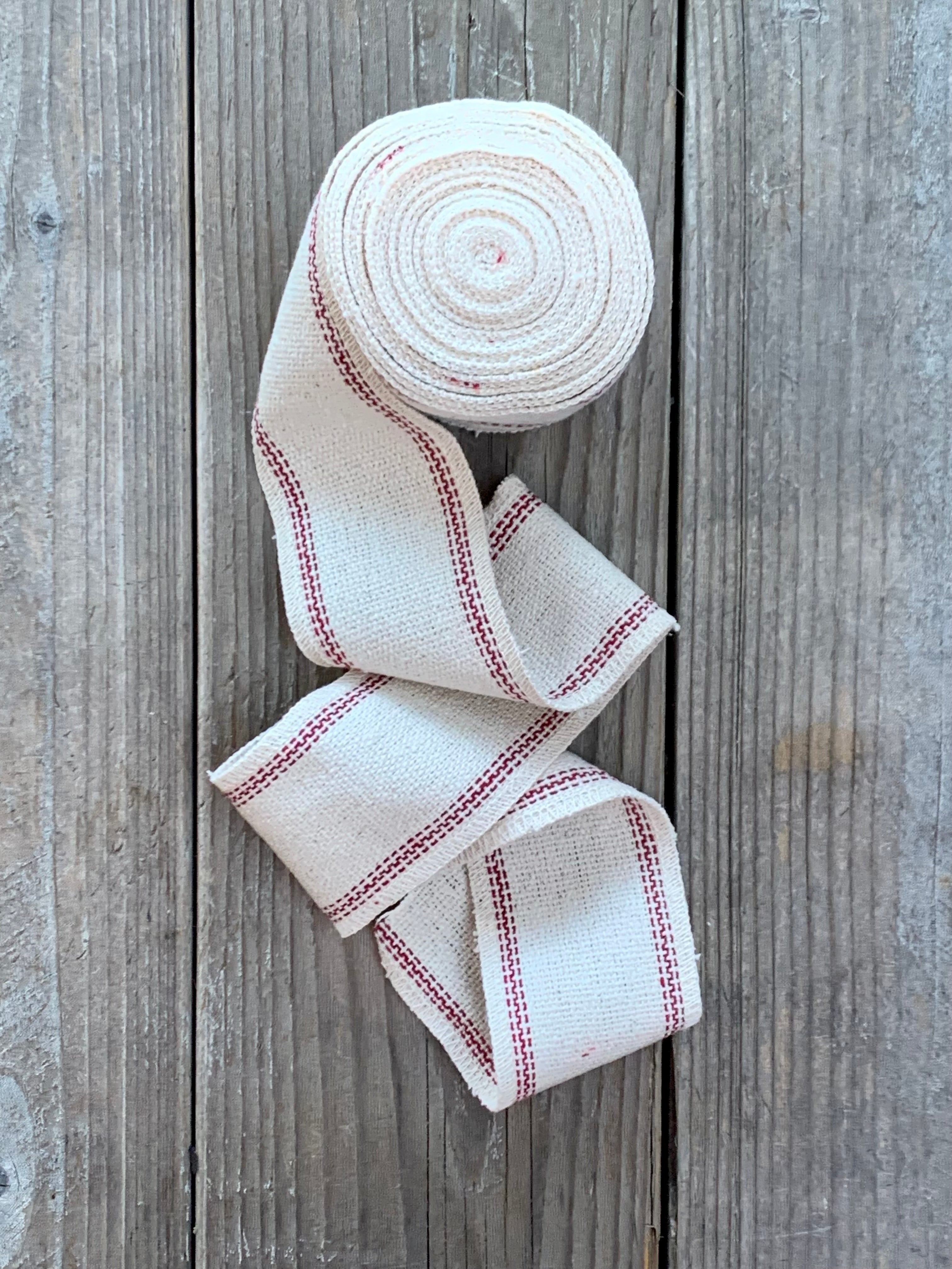 Grain Sack Ribbon - Red and Cream Ribbon - 2 1/2" Wide