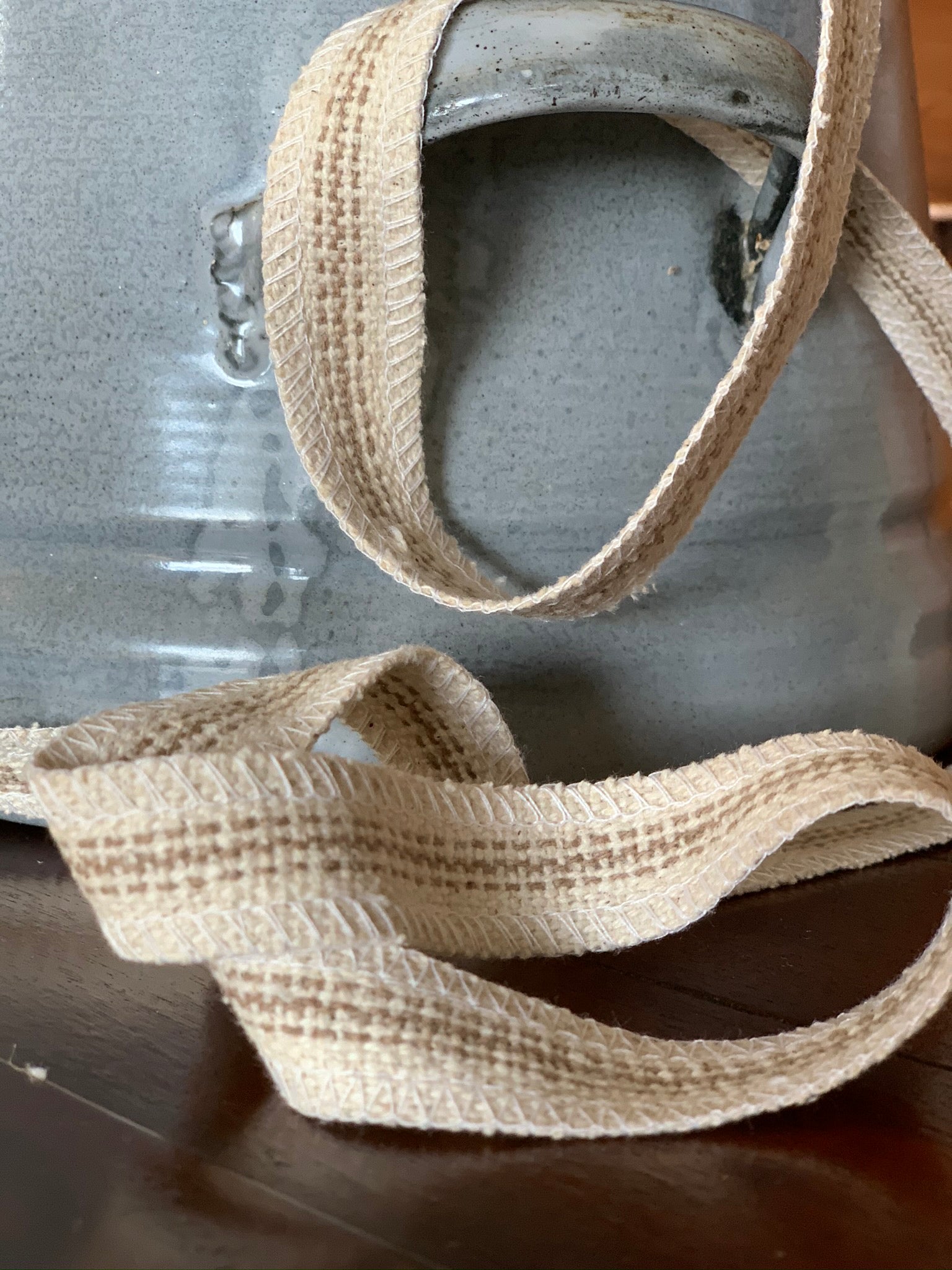 Grain Sack Ribbon - Tan and Cream - Red & Cream - Blue and Cream - 3/4" Wide