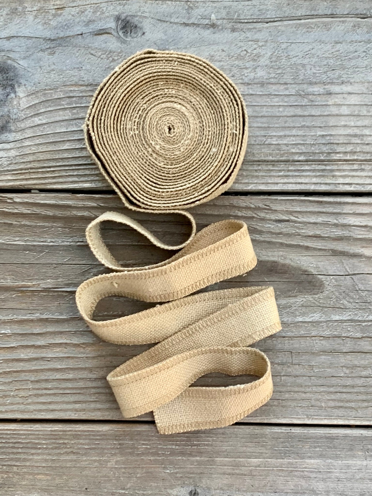 Grain Sack Ribbon - Beige - 1" Wide