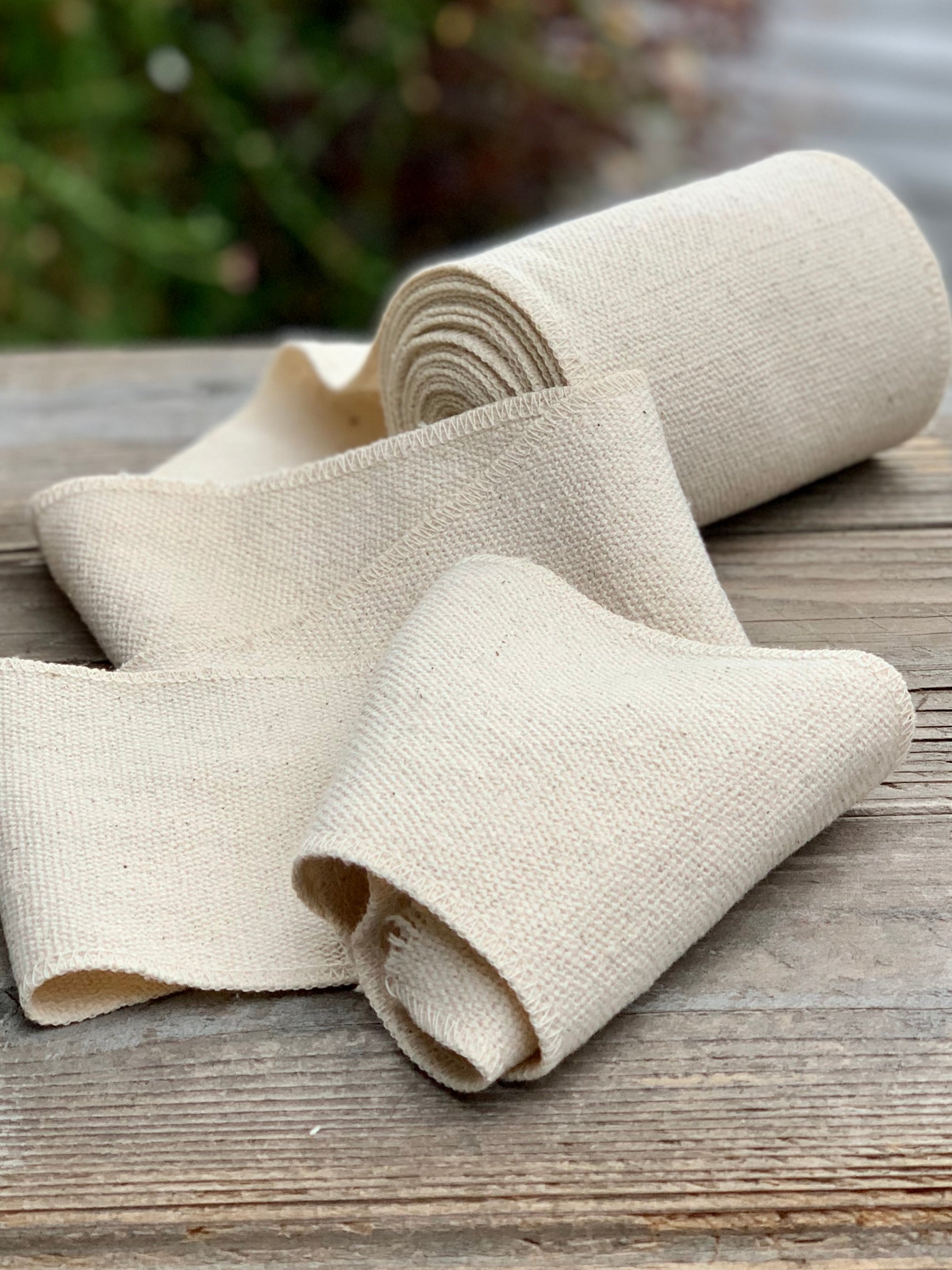 Grain Sack Ribbon - Natural Cream - 5" Wide