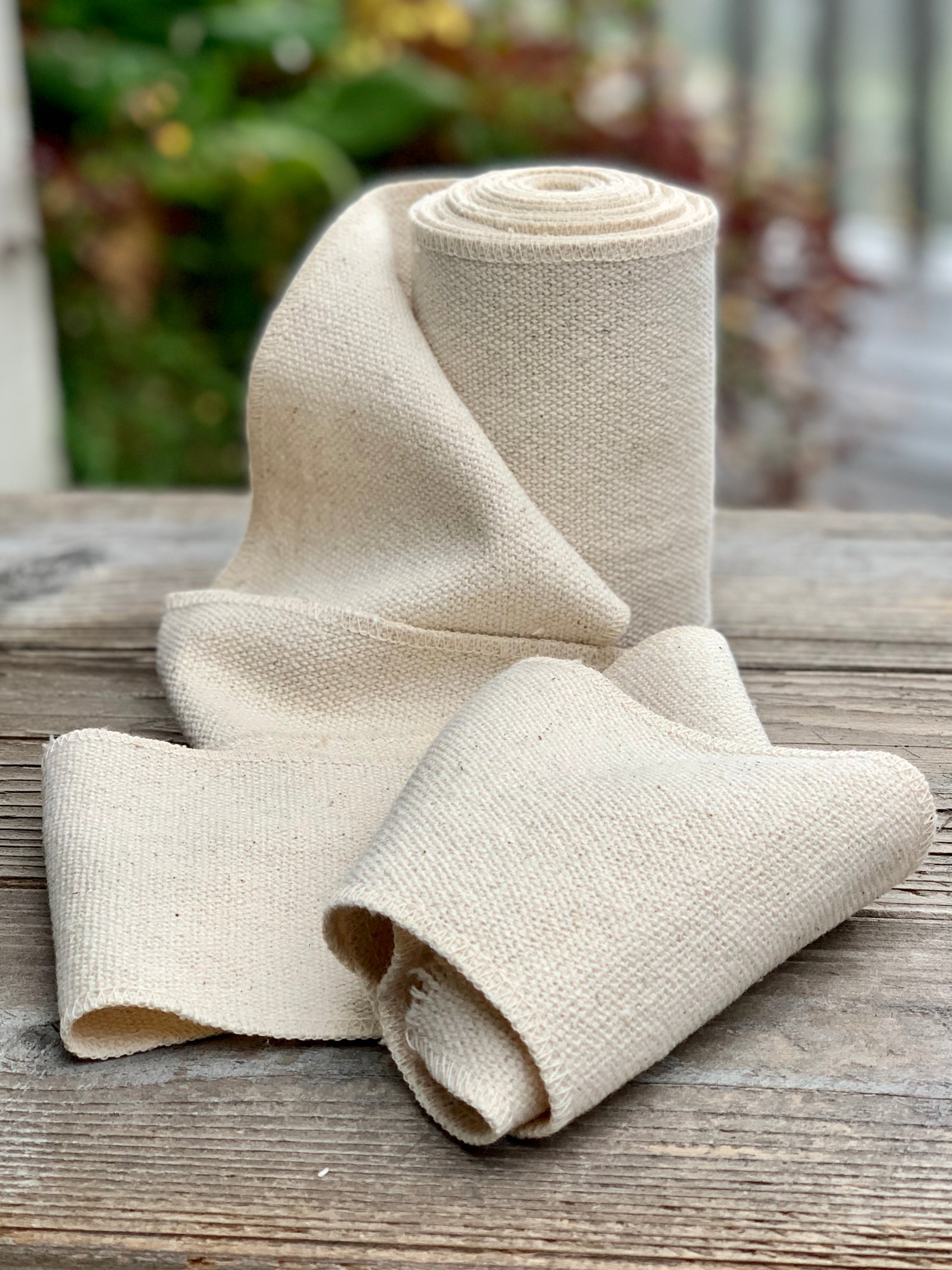 Grain Sack Ribbon - Natural Cream - 5" Wide