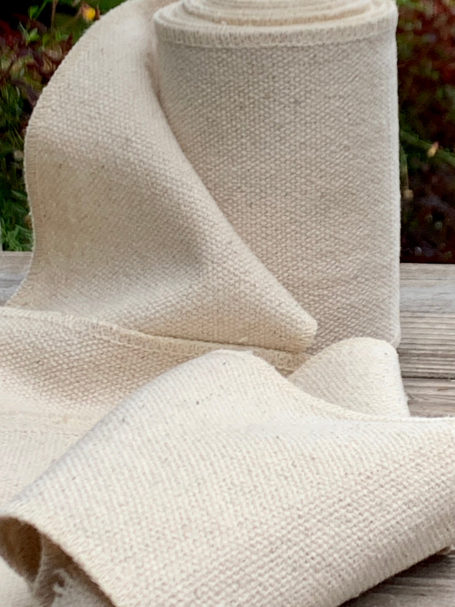 Grain Sack Ribbon - Natural Cream - 5" Wide