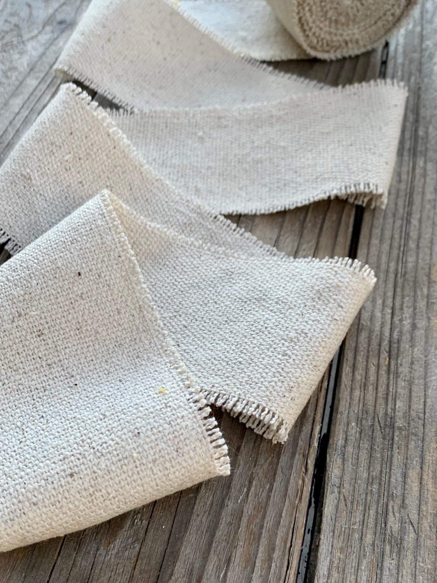 Grain Sack Ribbon - Natural Cream Frayed Edge - 2 1/2" Wide