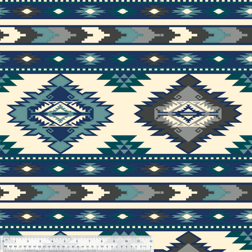 Tribal Winter Fleece - Southwest Stripe - Blue - 46441-3