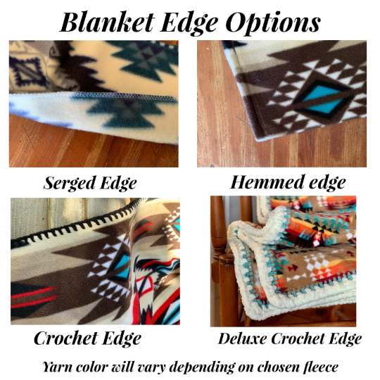 Crochet Edge Native Fleece Blanket