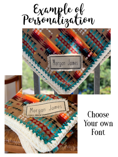 Crochet Edge Apple Fleece Blanket