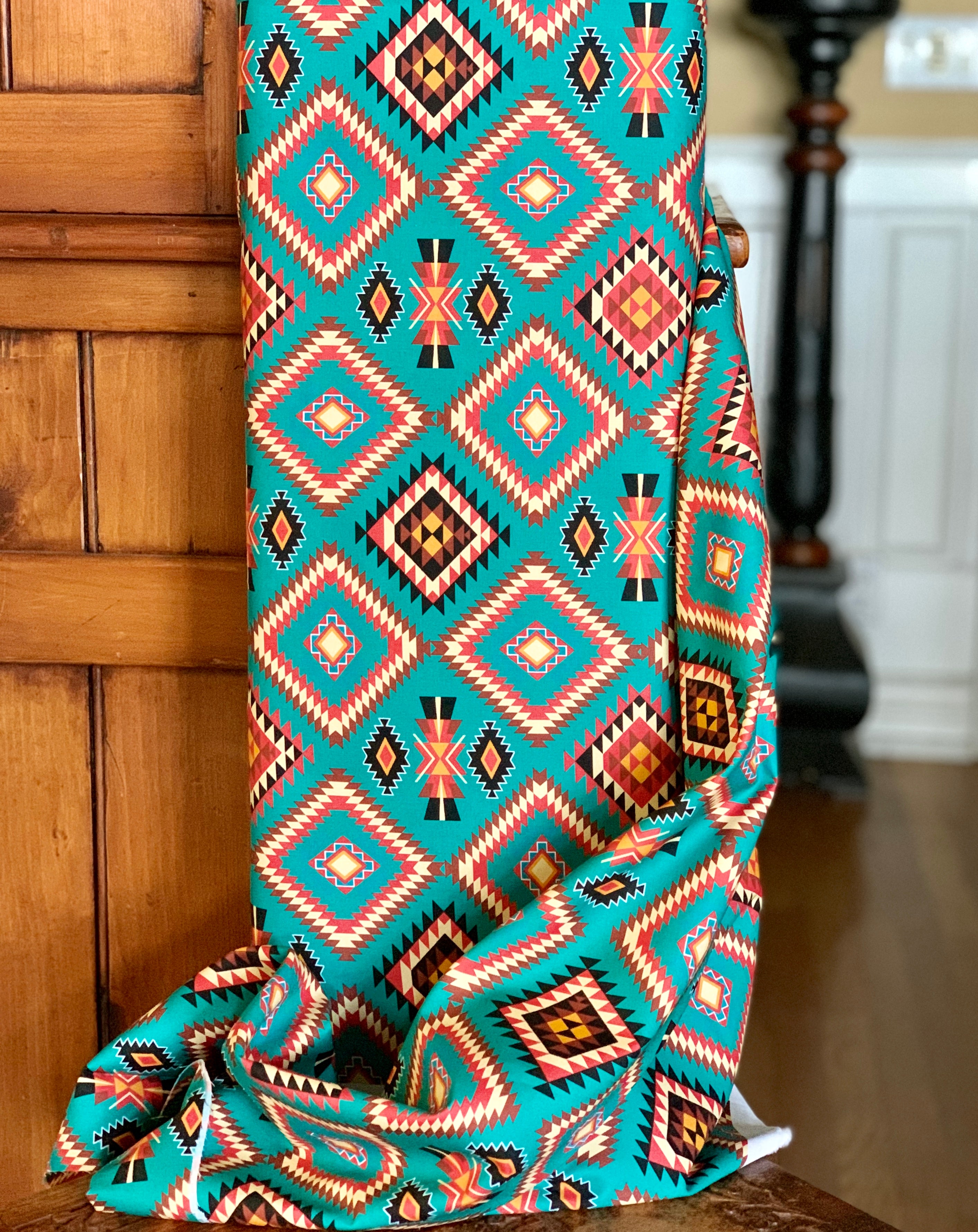 Tribal Cultural Southwest Native Fabric - 50 Teal