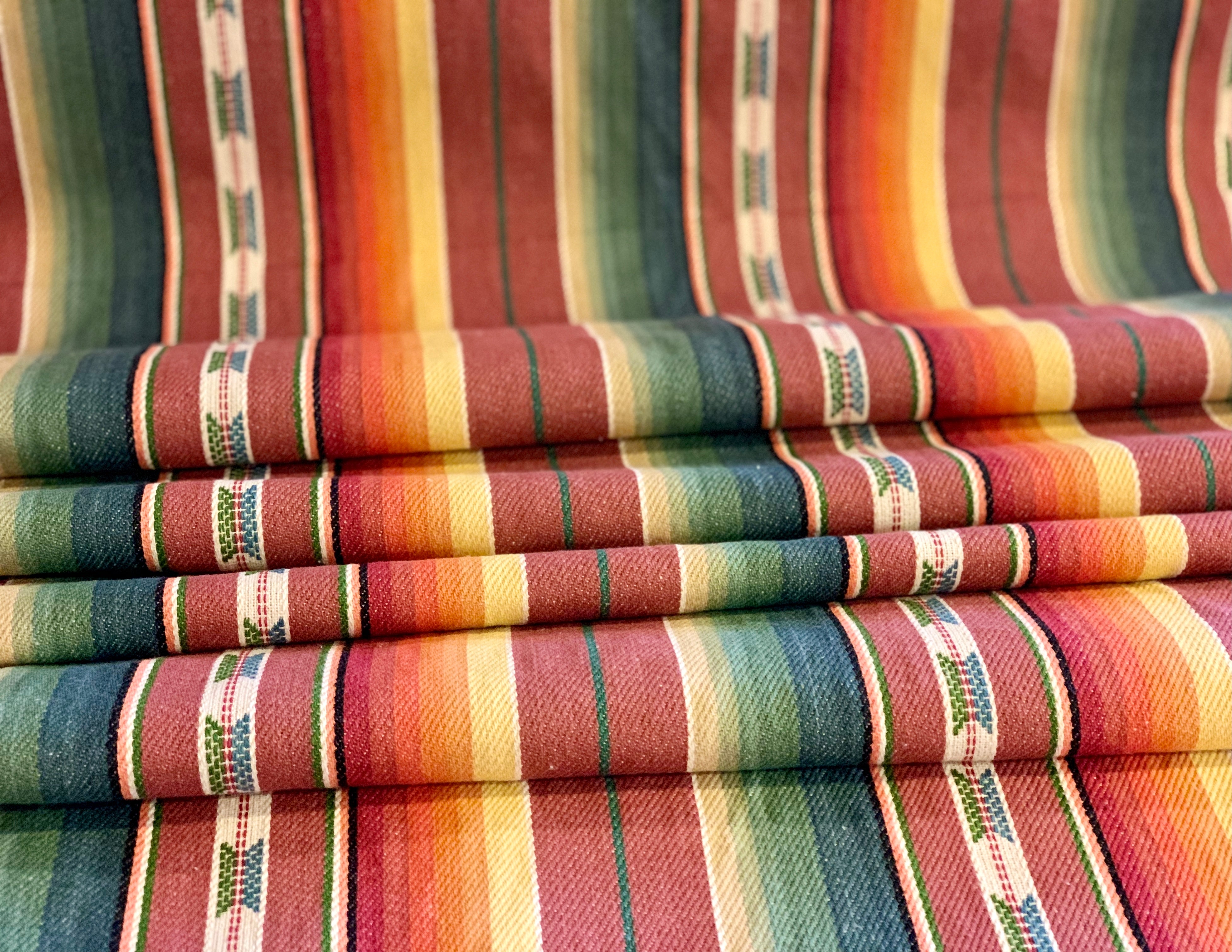 Serape Saddle Blanket Style Fabric - Brick Red
