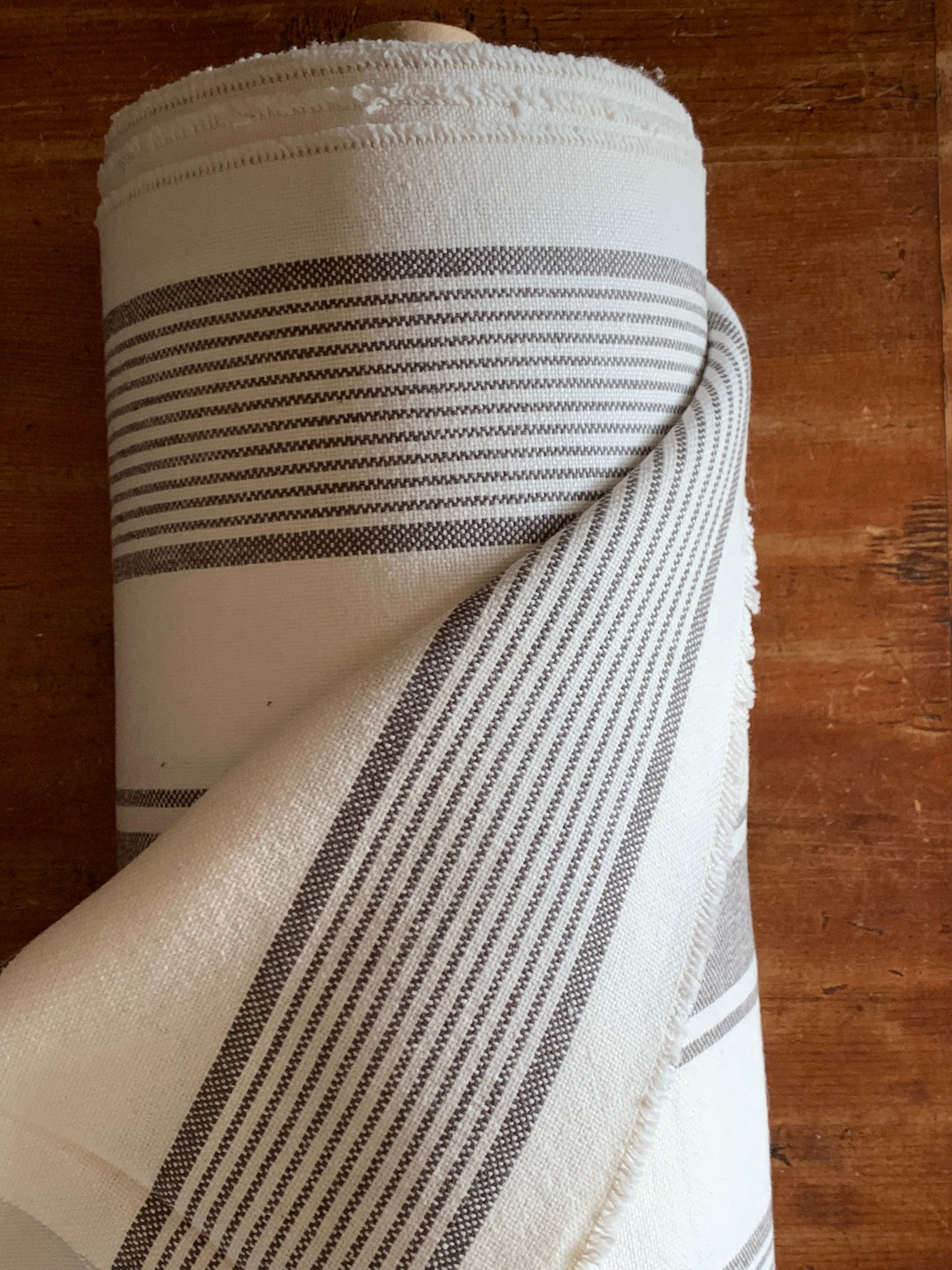 Grain Sack Fabric - Our Exclusive 63" Gray and White Fabric