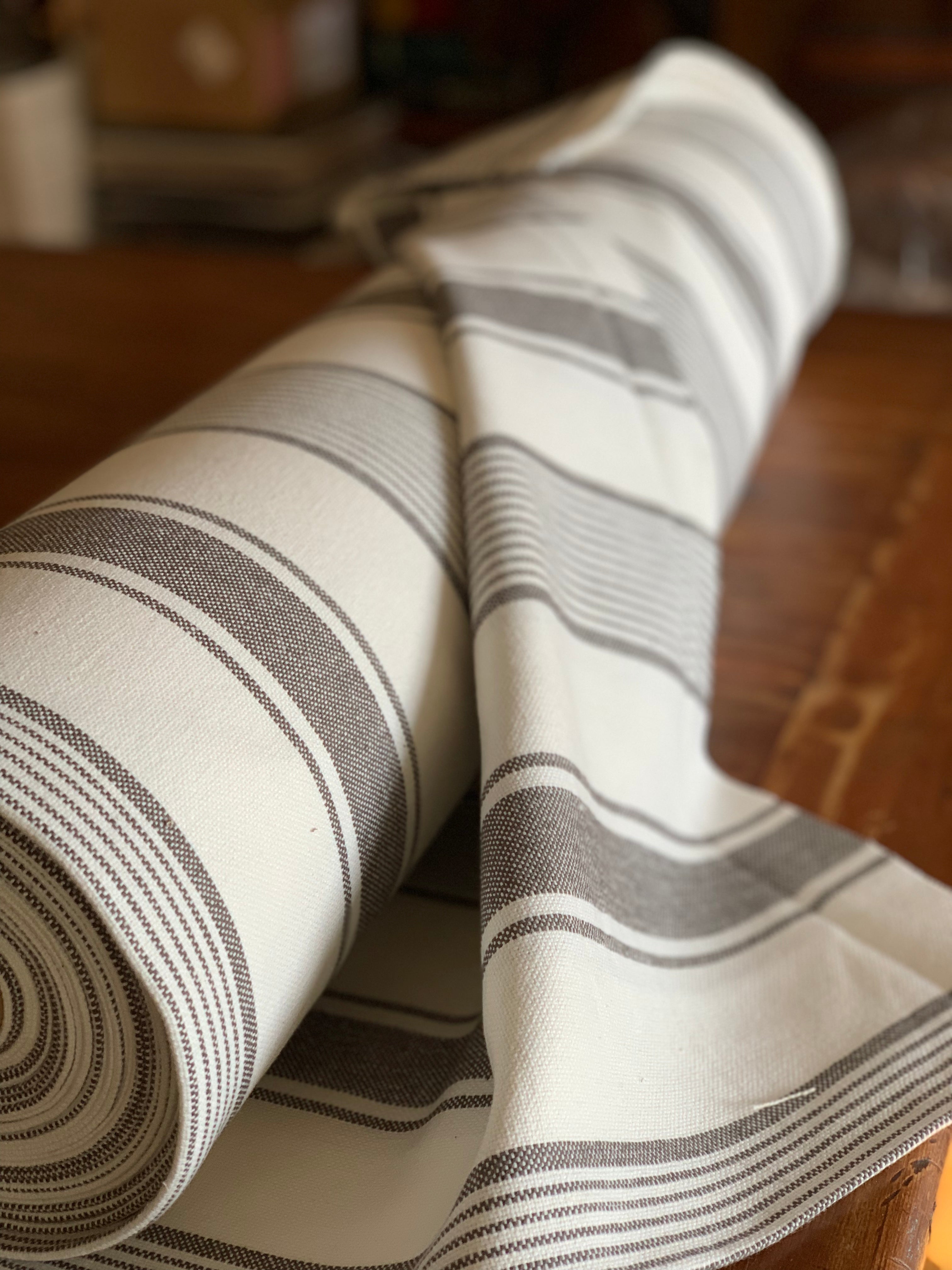 Grain Sack Fabric - Our Exclusive 63" Gray and White Fabric