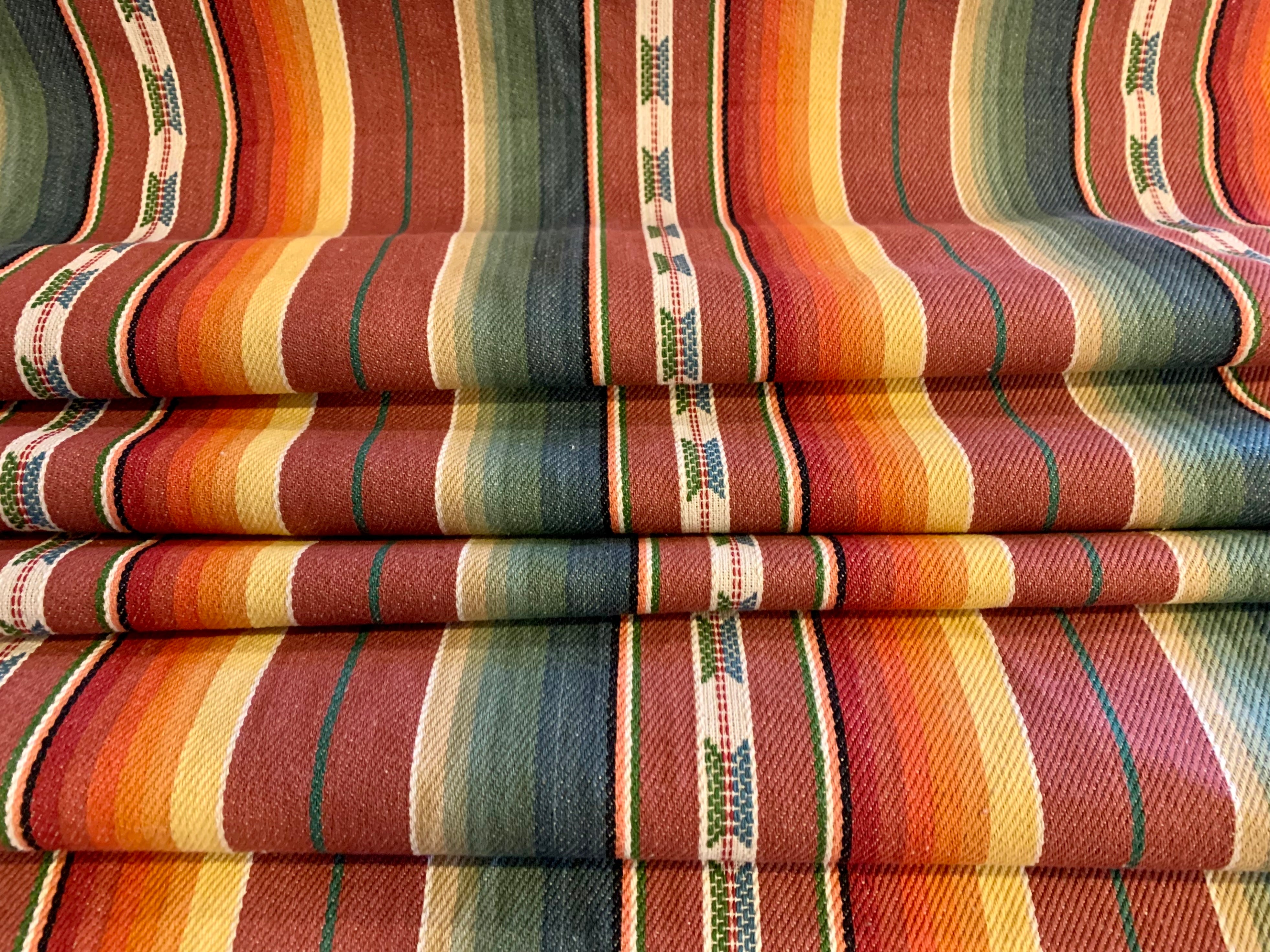 Serape Saddle Blanket Style Fabric - Brick Red