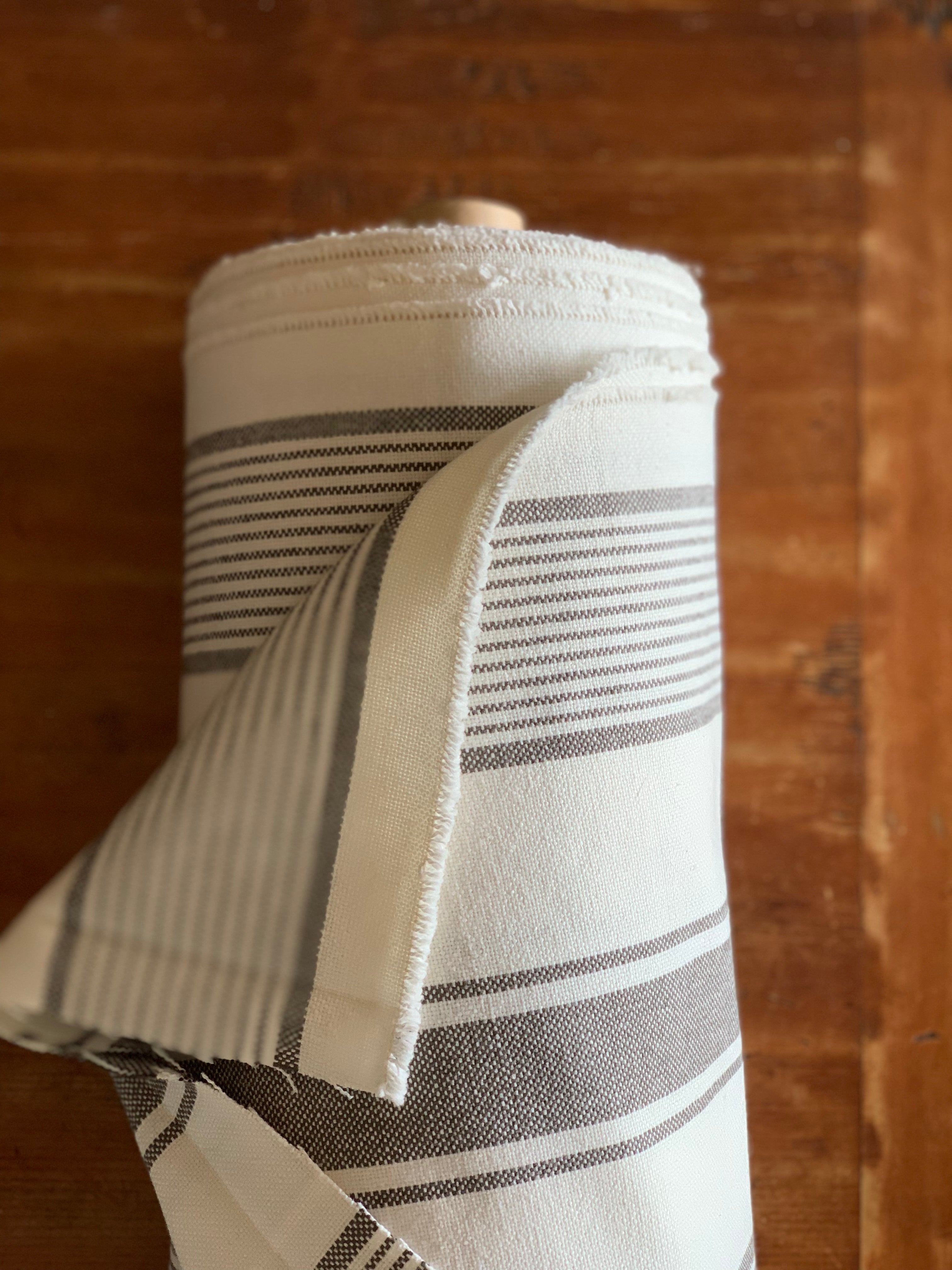 Grain Sack Fabric - Our Exclusive 63" Gray and White Fabric