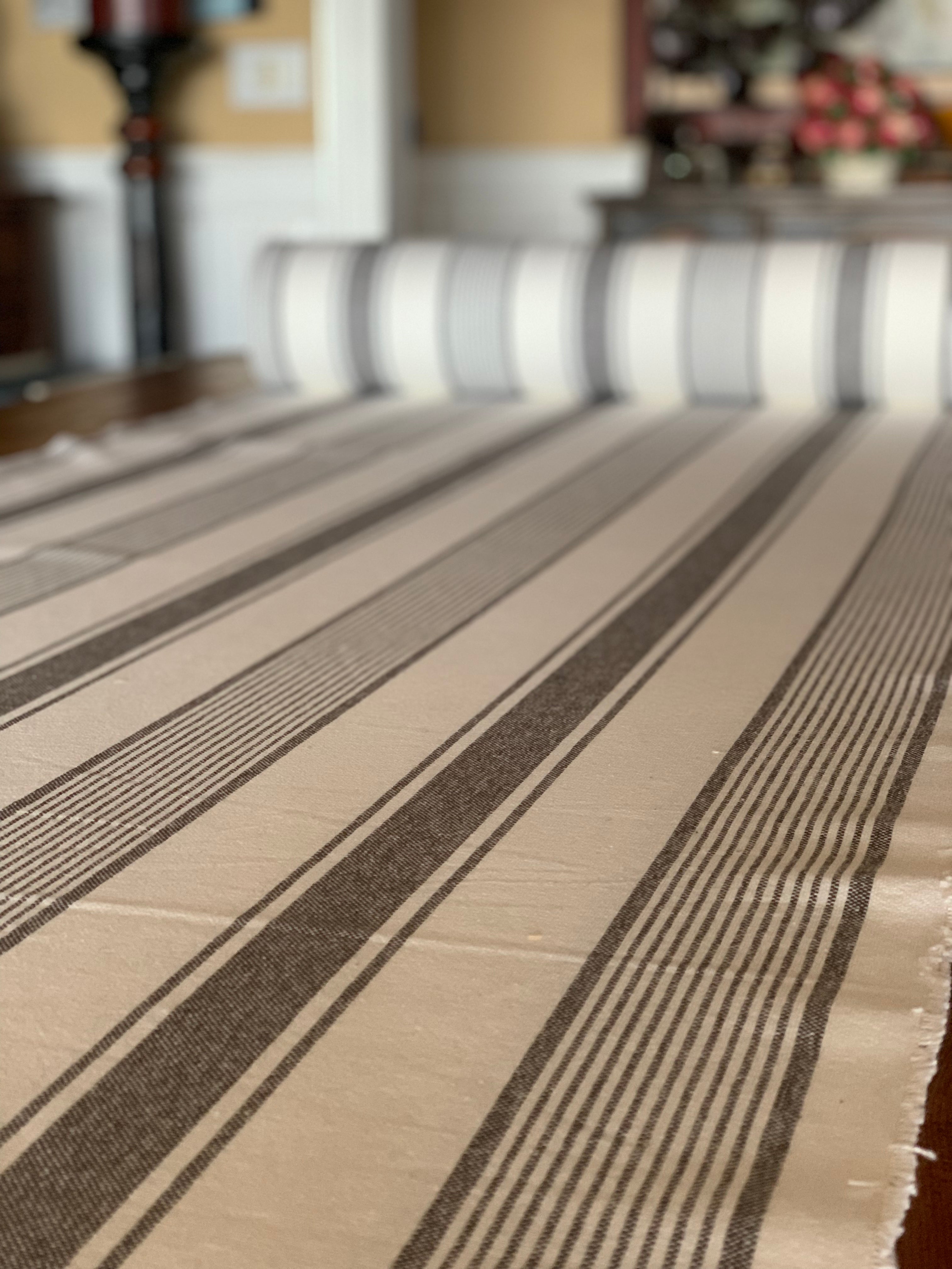 Grain Sack Fabric - Our Exclusive 63" Gray and White Fabric