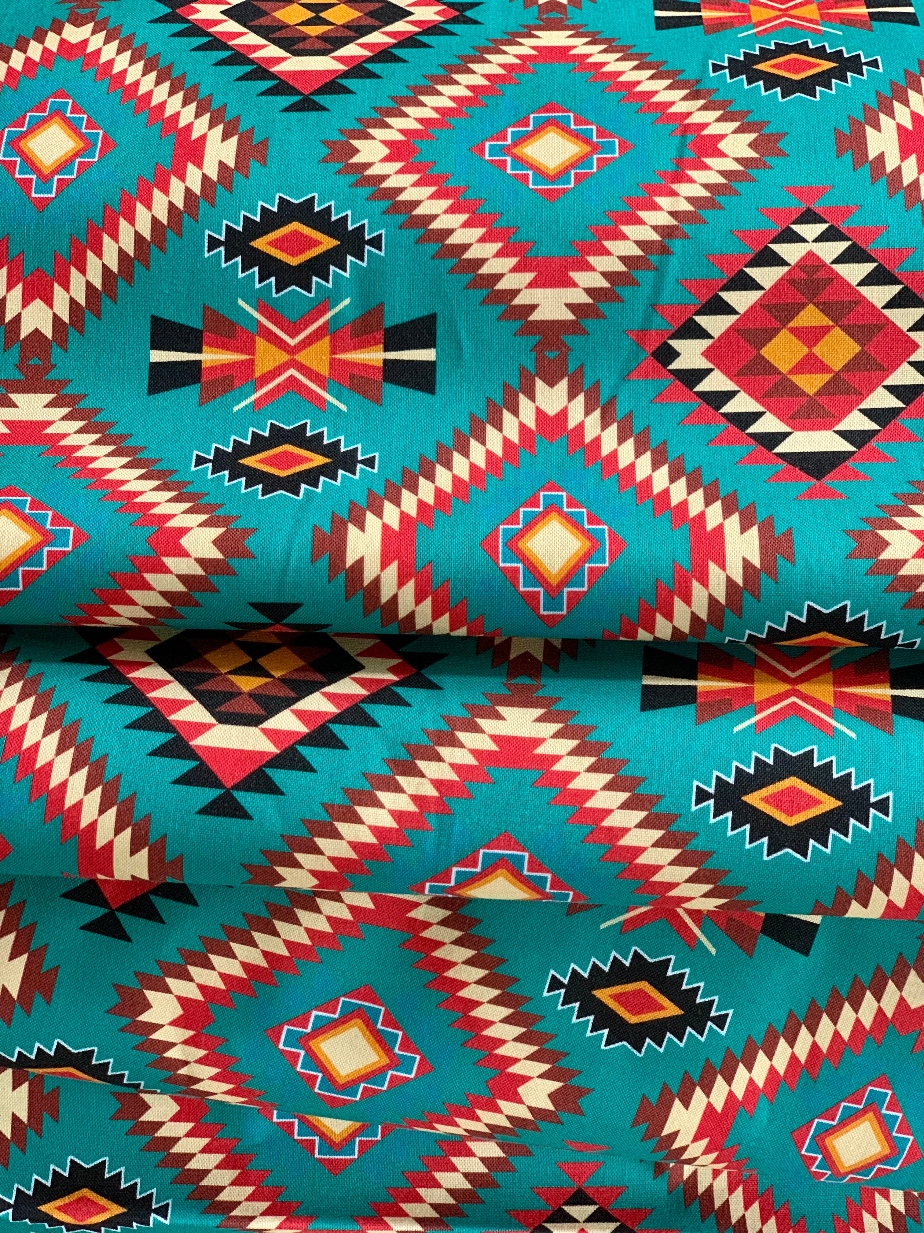 Tribal Cultural Southwest Native Fabric - 50 Teal