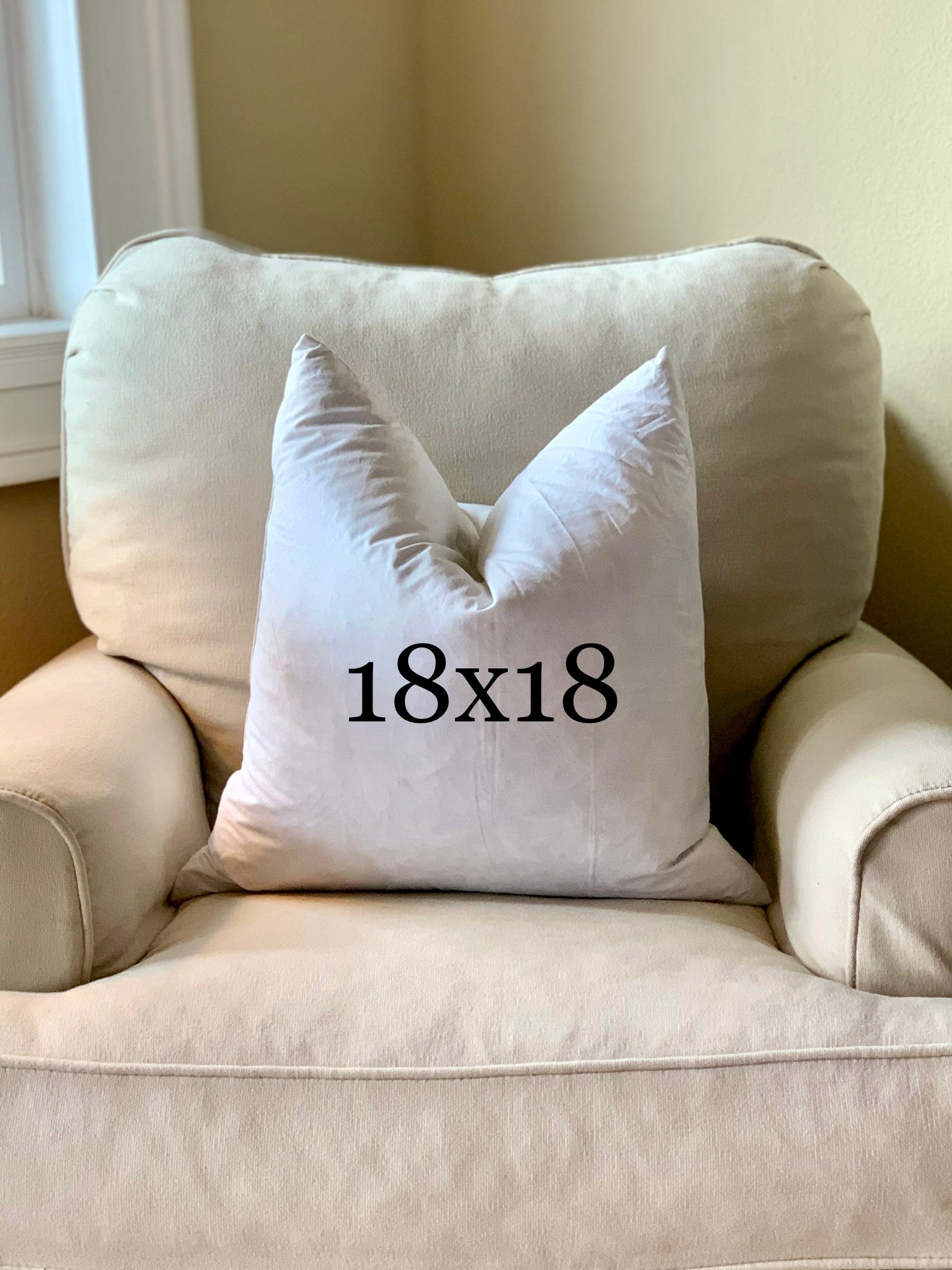 18x18 Square Down Feather 90/10 Pillow Insert
