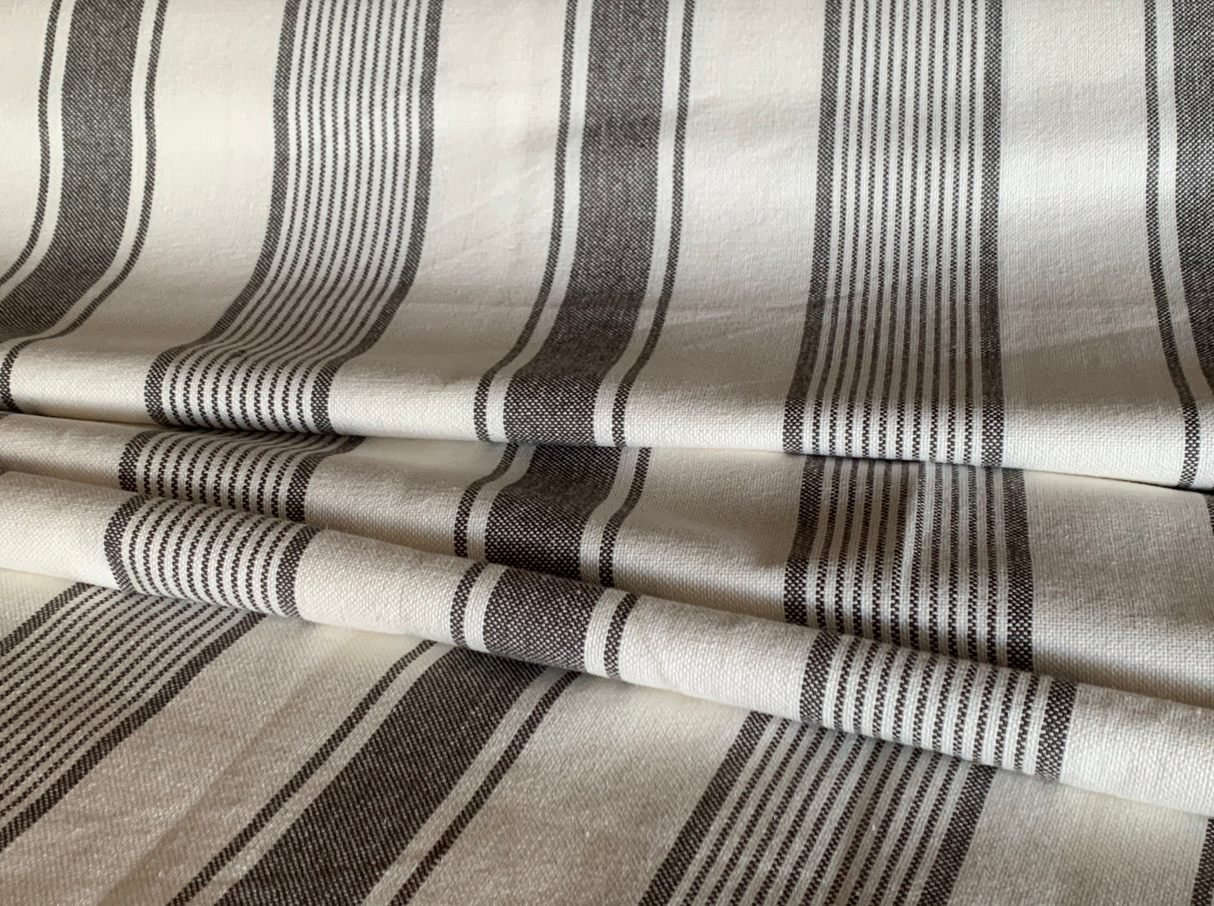 Grain Sack Fabric - Our Exclusive 63" Gray and White Fabric